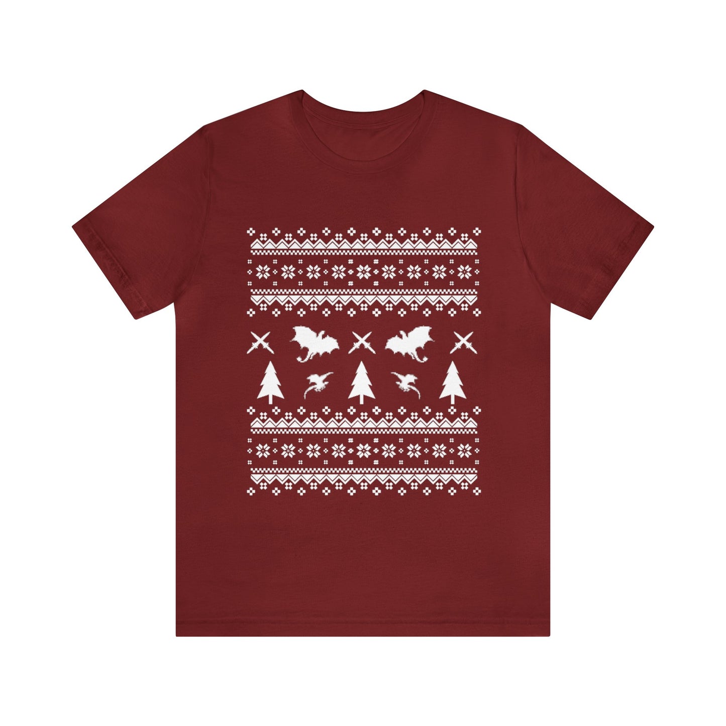 8-bit Fair Isle Dragon Christmas - Version 1 - Unisex T-shirt