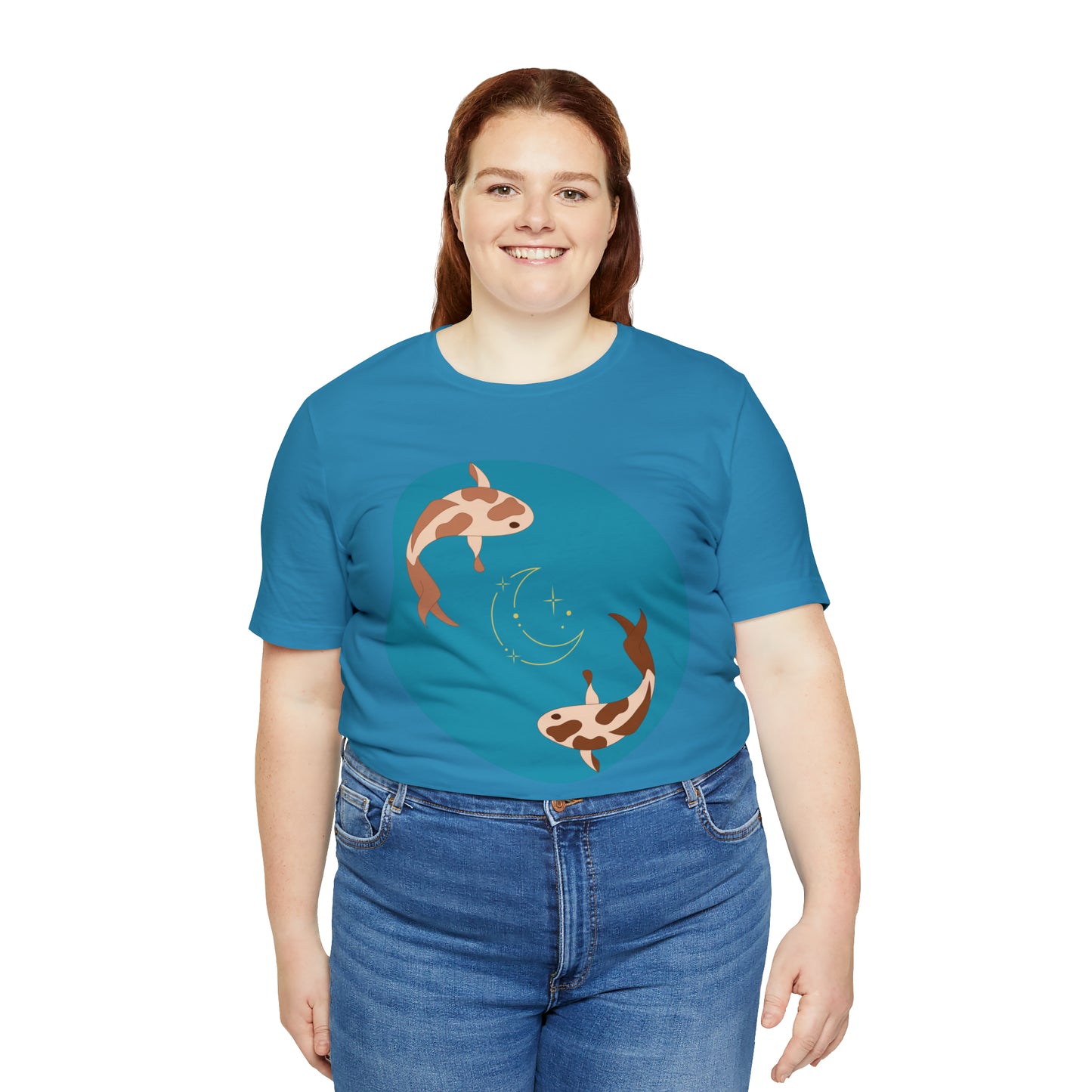 Blue Pond Moon Koi, Unisex Jersey Short Sleeve Tee