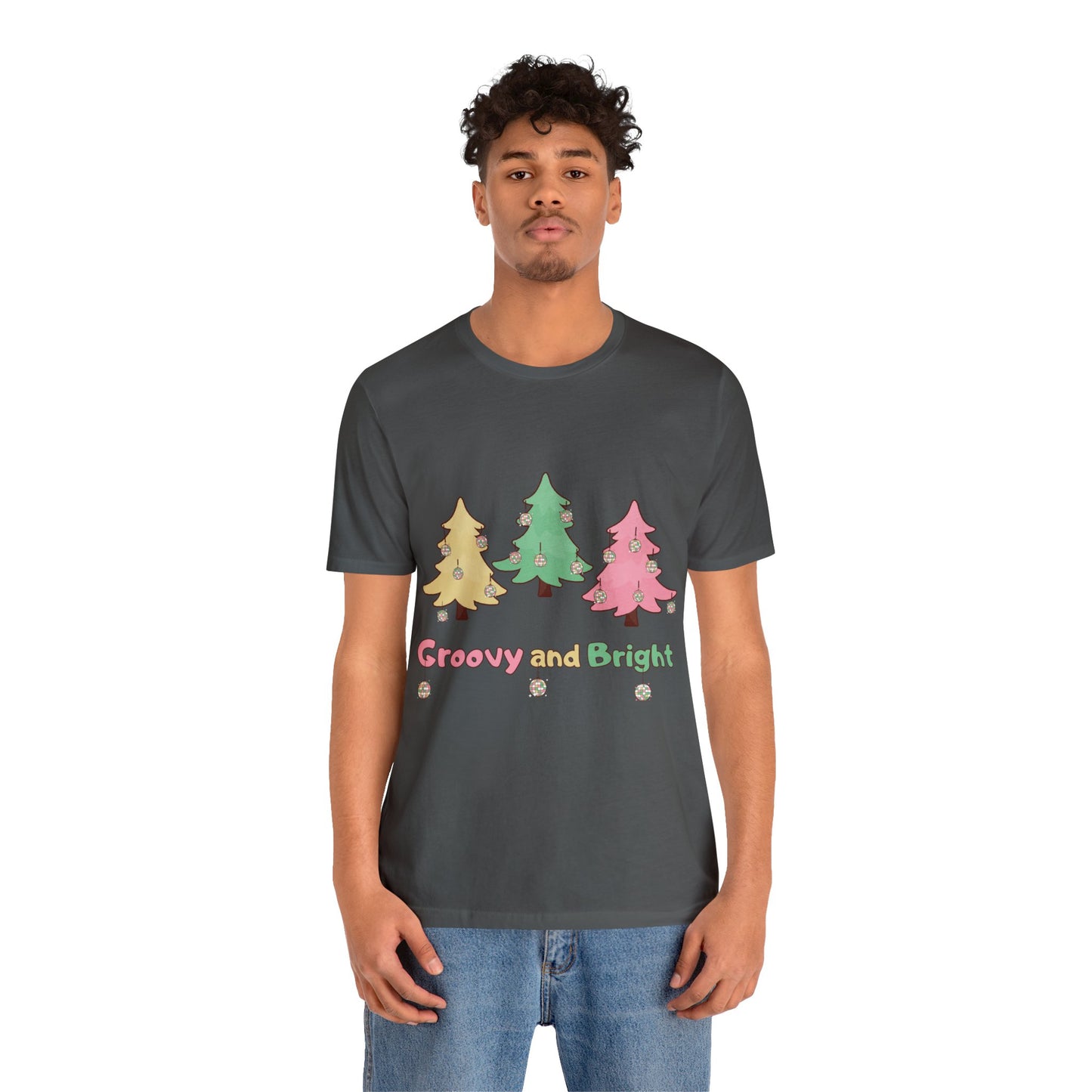 Pink Trees Farm Groovy and Bright Jingle Disco Ball on back - Unisex T-shirt