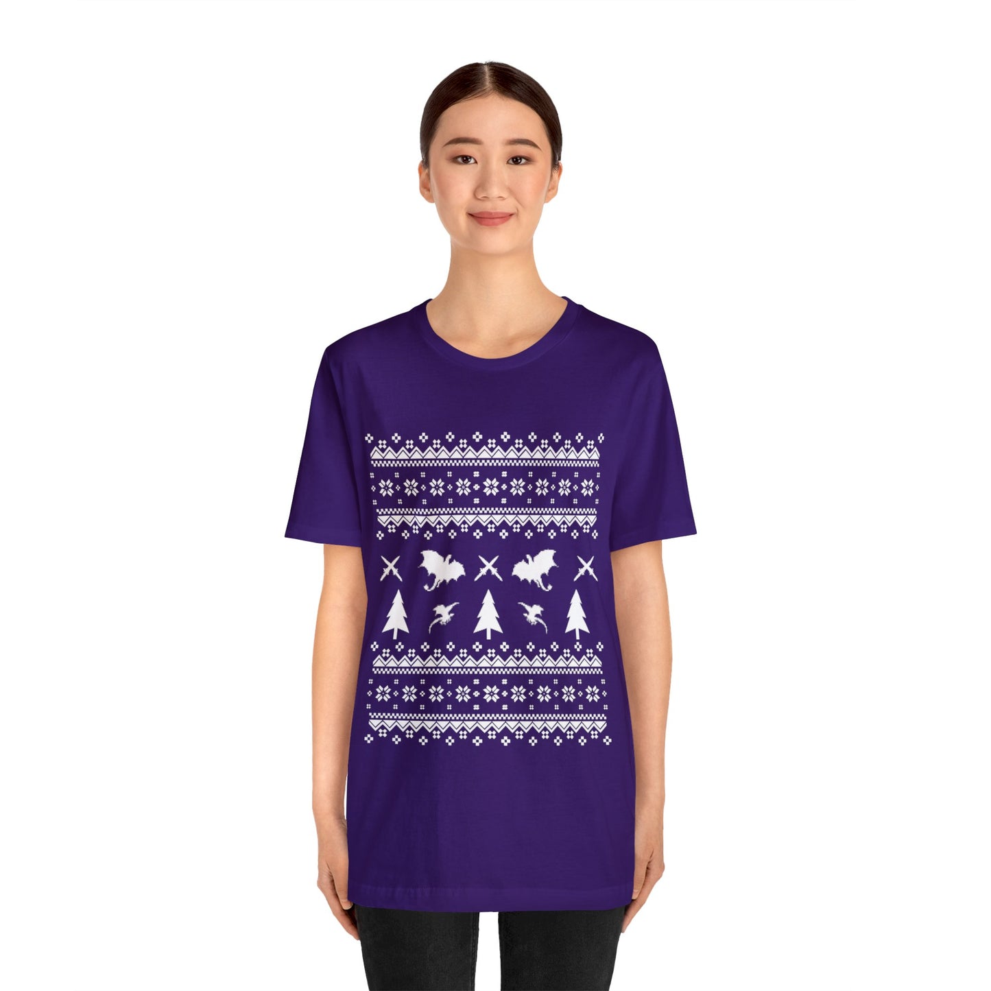 8-bit Fair Isle Dragon Christmas - Version 1 - Unisex T-shirt