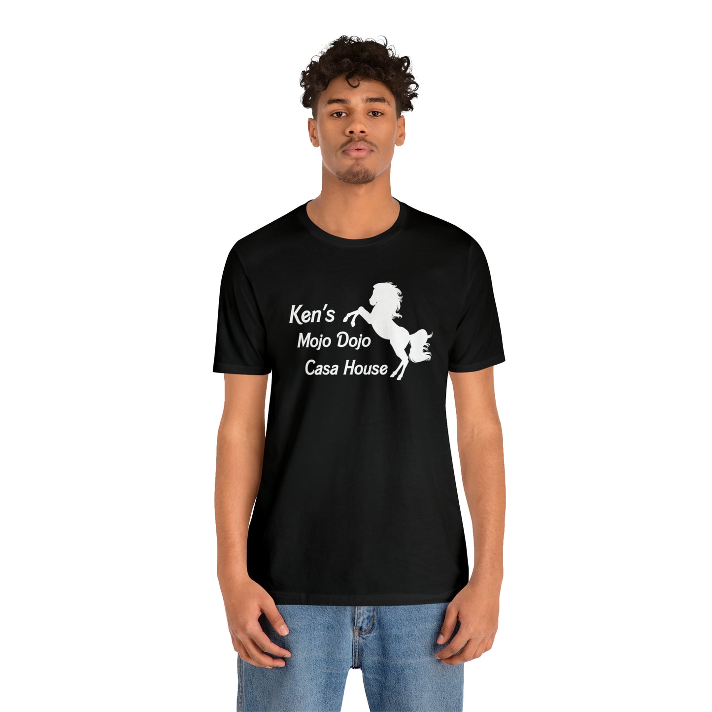 White Silhouette Horse, Mojo Dojo Casa House, Unisex Jersey Short Sleeve Tee