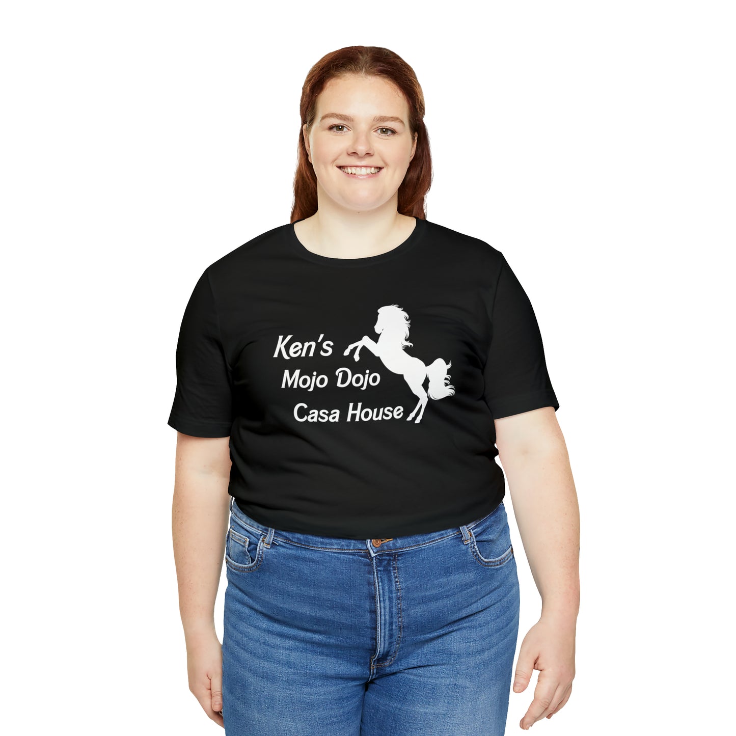 White Silhouette Horse, Mojo Dojo Casa House, Unisex Jersey Short Sleeve Tee