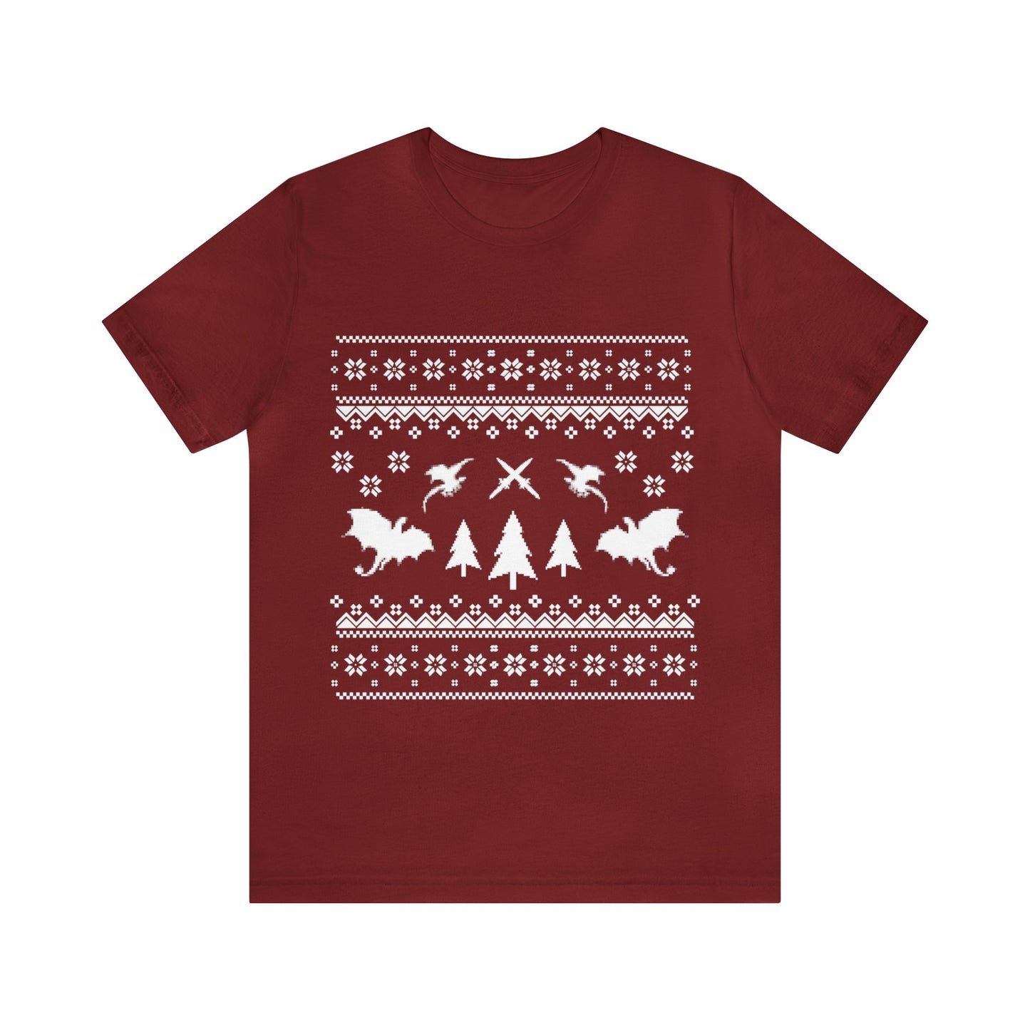 8-bit Fair Isle Dragon Christmas - Version 3 - Unisex T-shirt