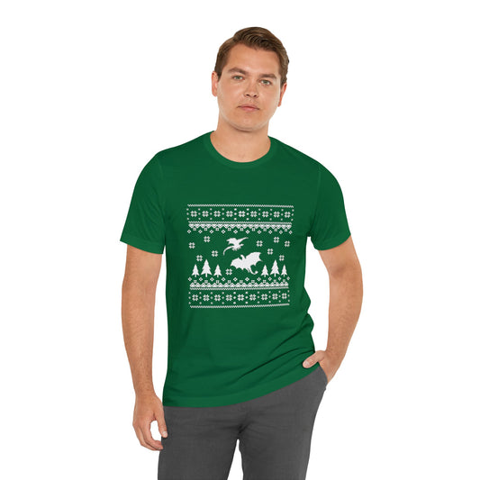 8-bit Fair Isle Dragon Christmas Version 5 - Unisex T-shirt