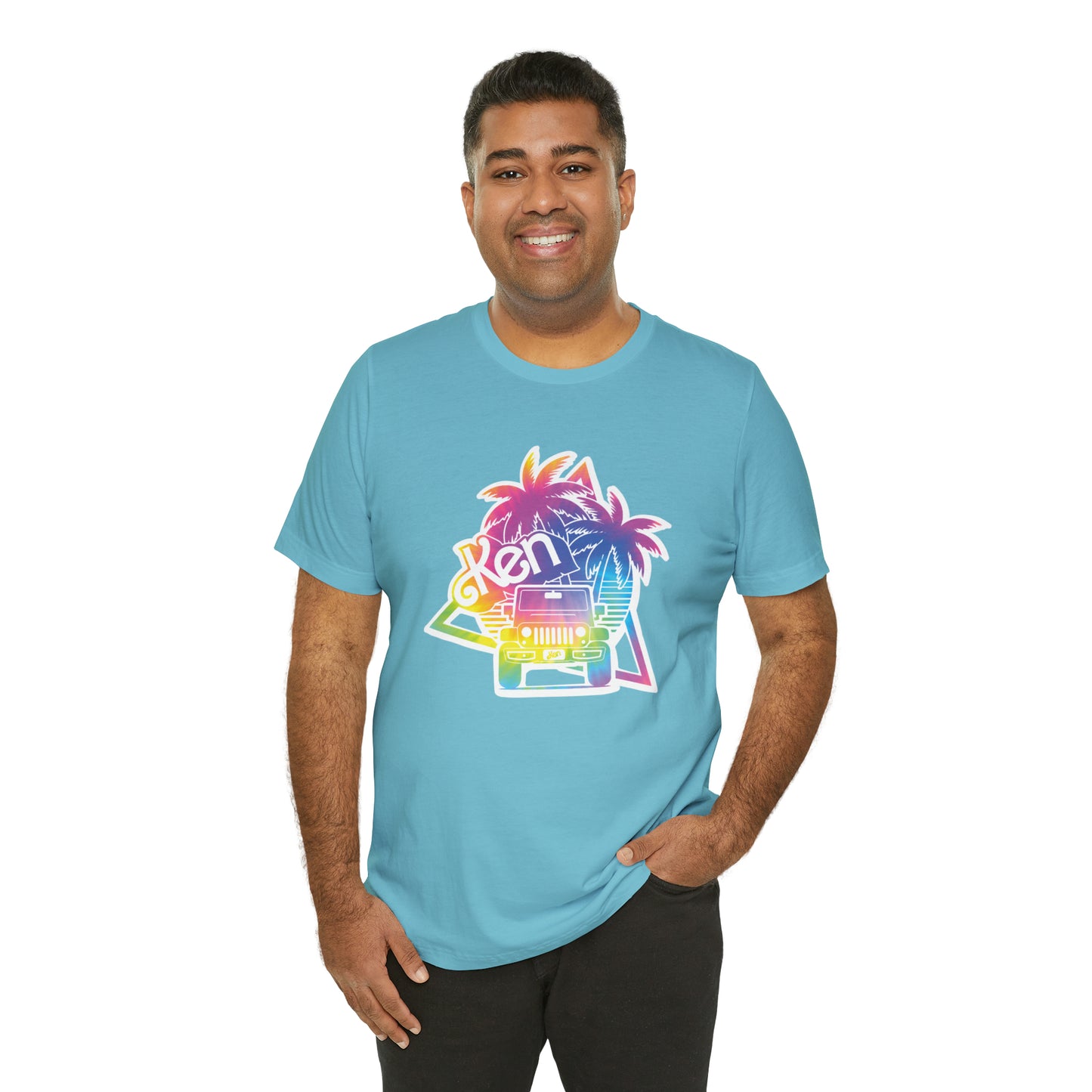 White sticker tie dye, Beep Beep KEN Jeep, Unisex Jersey Short Sleeve Tee
