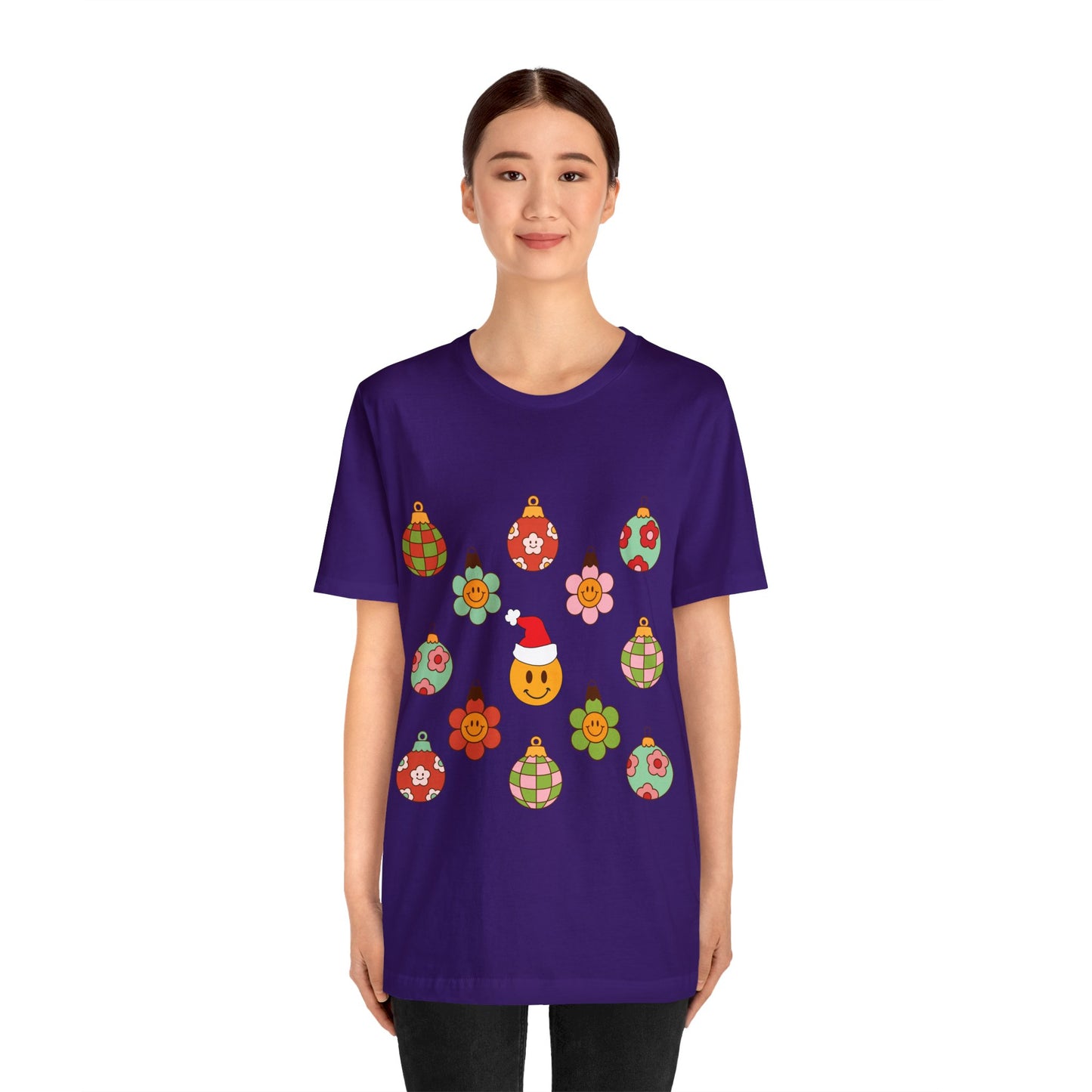 Groovy Smiley Christmas with NO back design - Unisex T-shirt