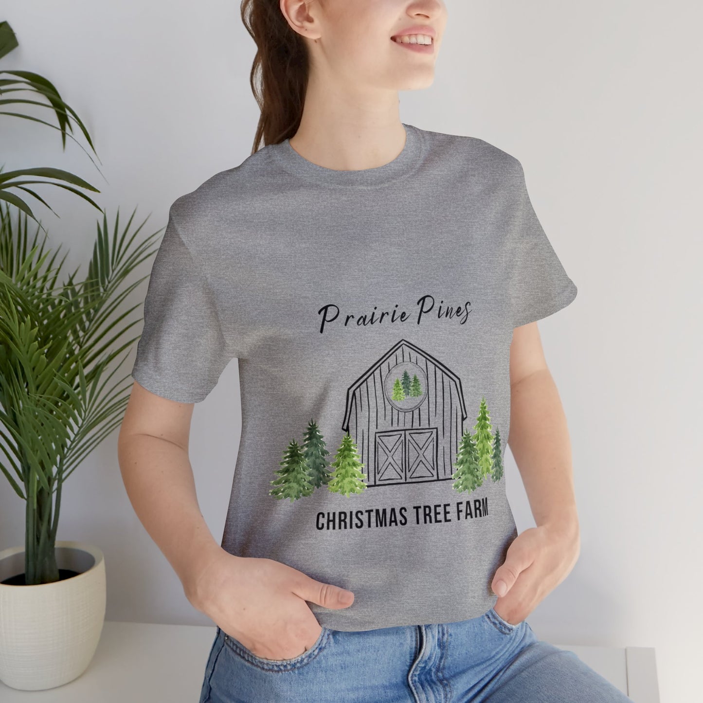 Watercolor Trees Prairie Pines Black Text - no back design - Unisex T-shirt