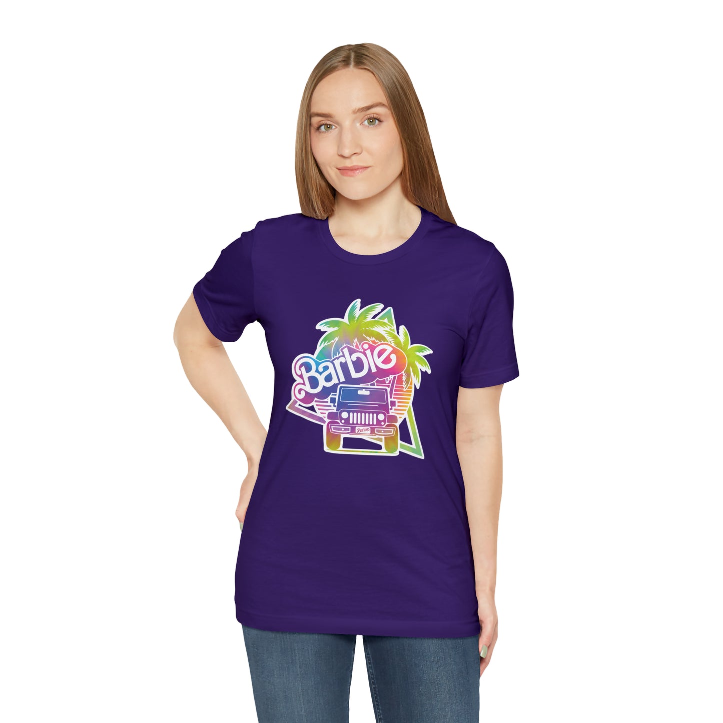 Tie dye 1, Beep Beep Barbie Jeep, Unisex Jersey Short Sleeve Tee