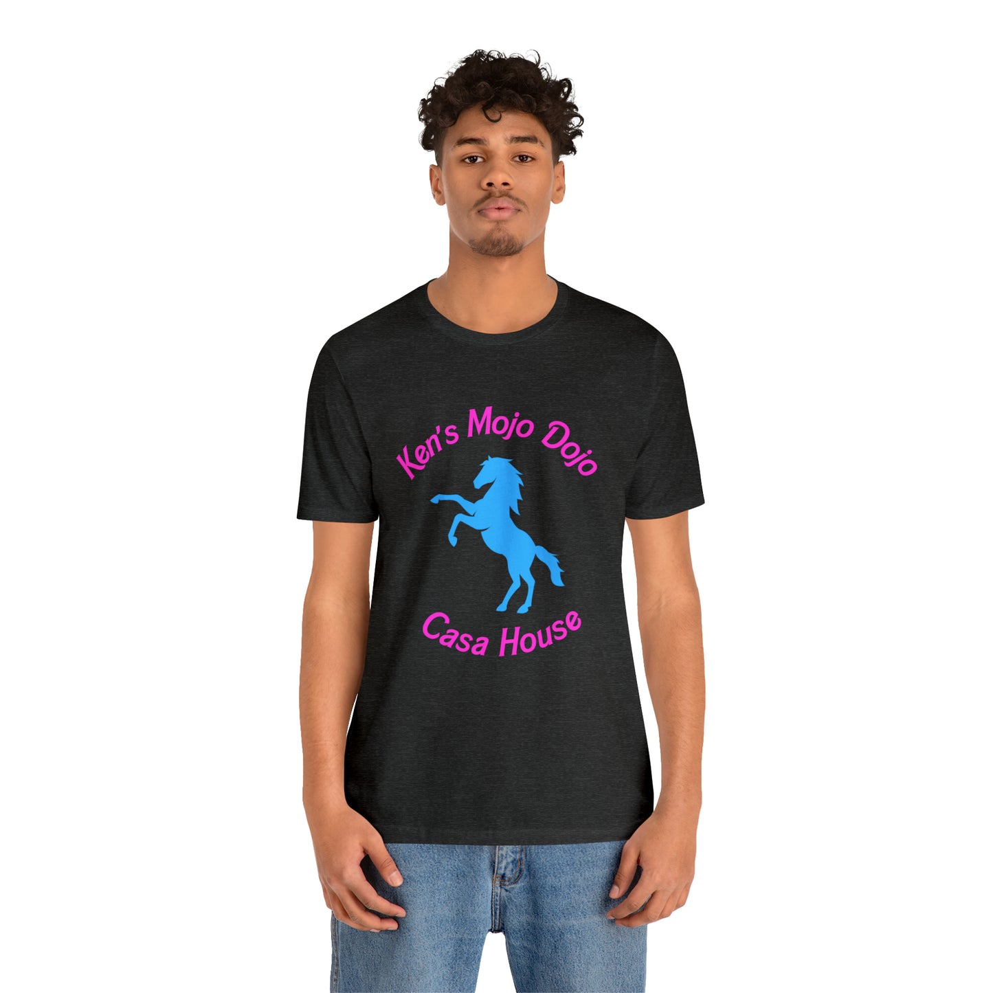 Neon Pink and Blue: Ken's Mojo Dojo Casa House, Unisex Jersey Short Sleeve Tee