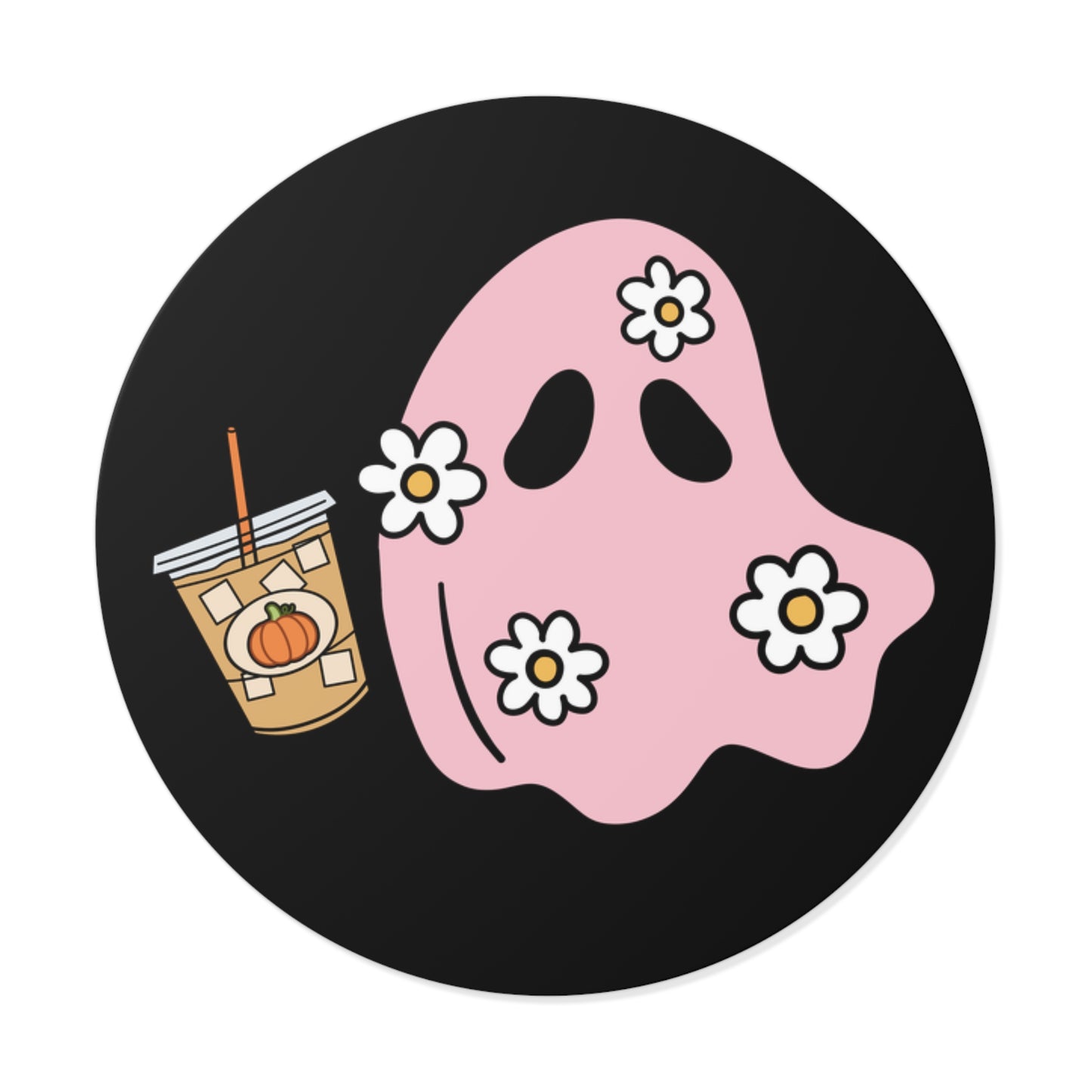 Pink Flower Ghost, Water-Resistant Vinyl Sticker