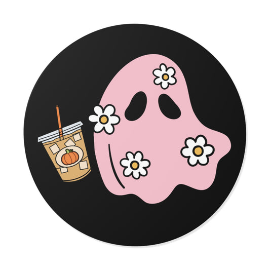 Pink Flower Ghost, Water-Resistant Vinyl Sticker