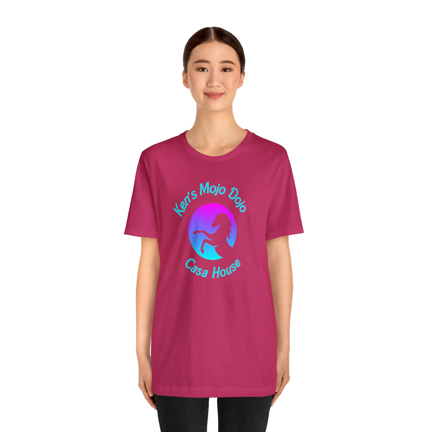Neon Teal Moon: Mojo Dojo Casa House, Unisex Jersey Short Sleeve Tee