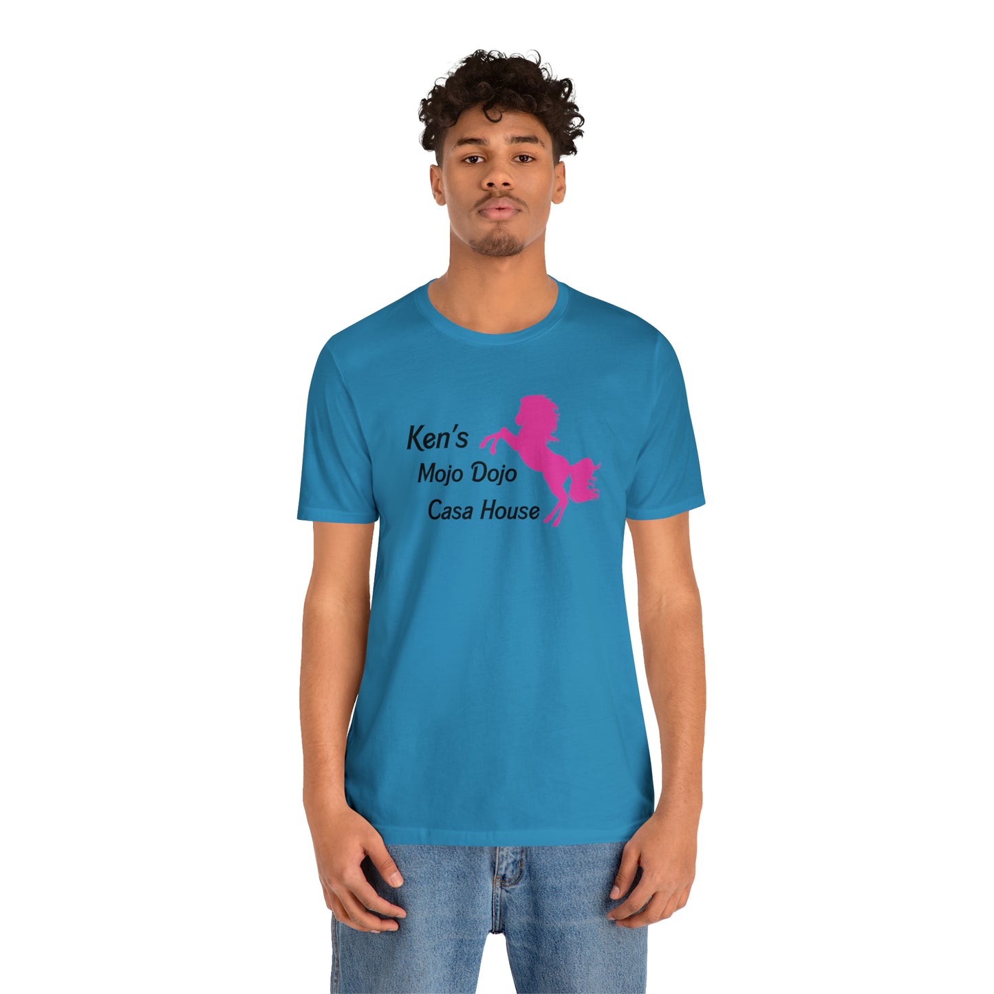 Pink Silhouette Horse, Mojo Dojo Casa House, Unisex Jersey Short Sleeve Tee