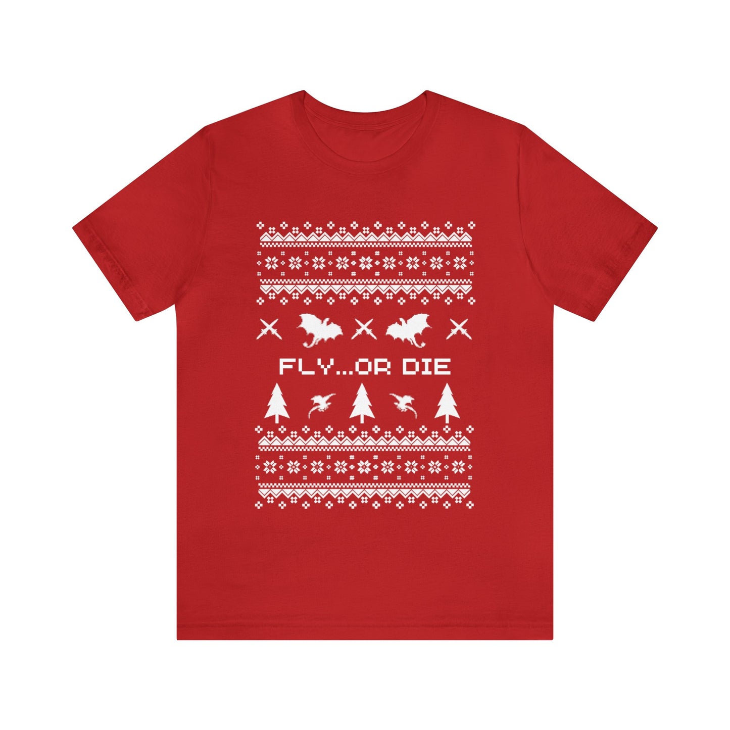 8-bit Fair Isle Dragon Christmas - Version 2 - Unisex T-shirt