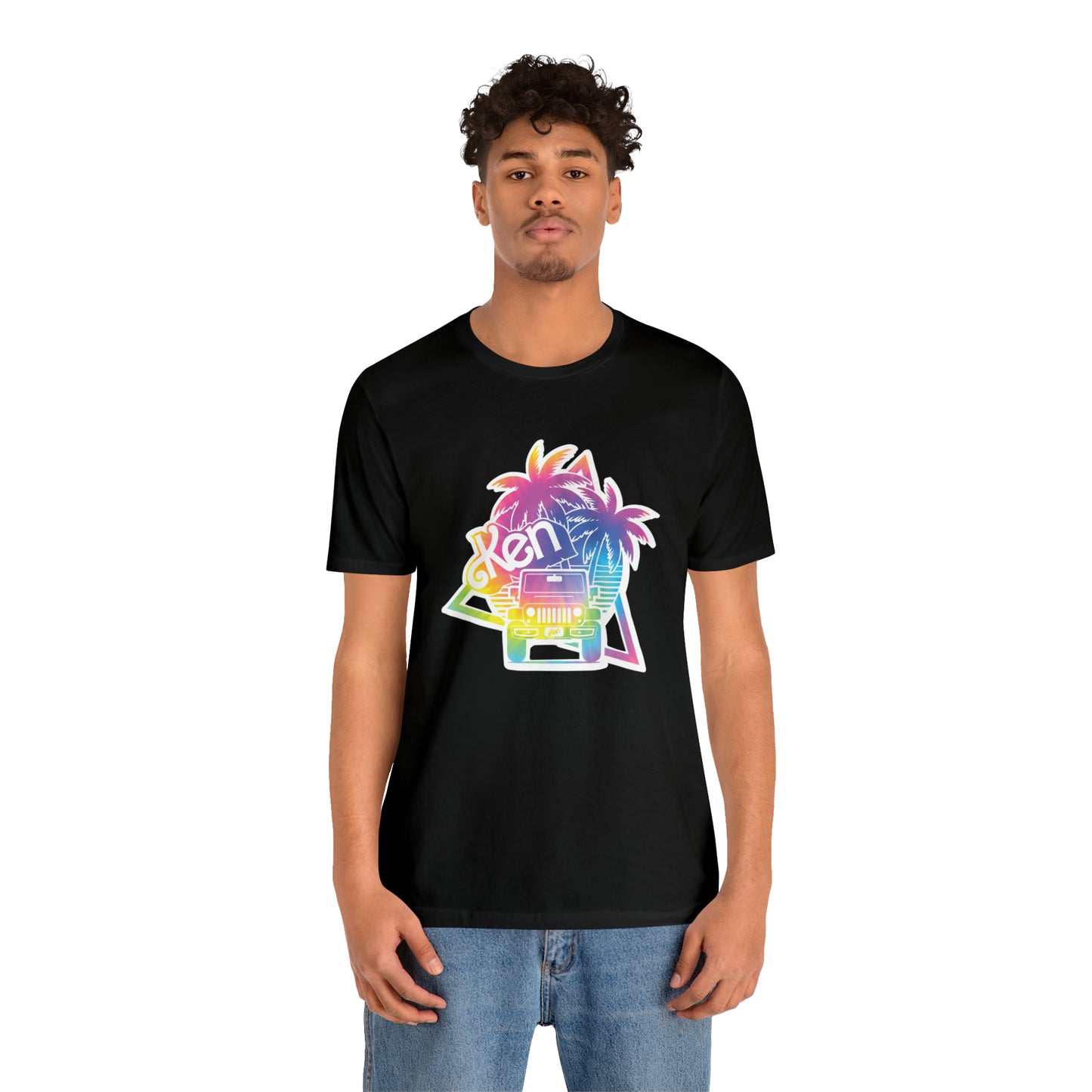 White sticker tie dye, Beep Beep KEN Jeep, Unisex Jersey Short Sleeve Tee