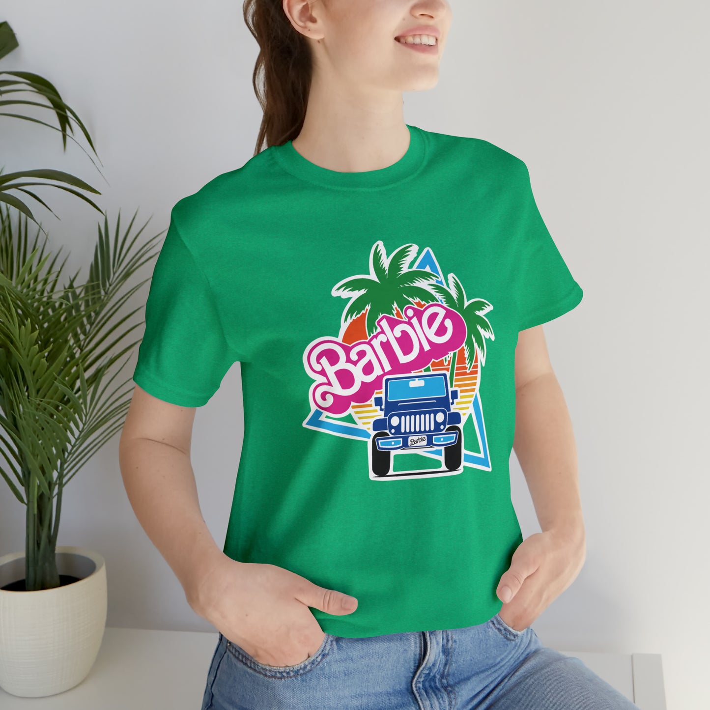 Blue jeep, Beep Beep Barbie Jeep, Unisex Jersey Short Sleeve Tee