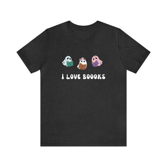 I Love Boooks Ghouls, Unisex Jersey Short Sleeve Tee
