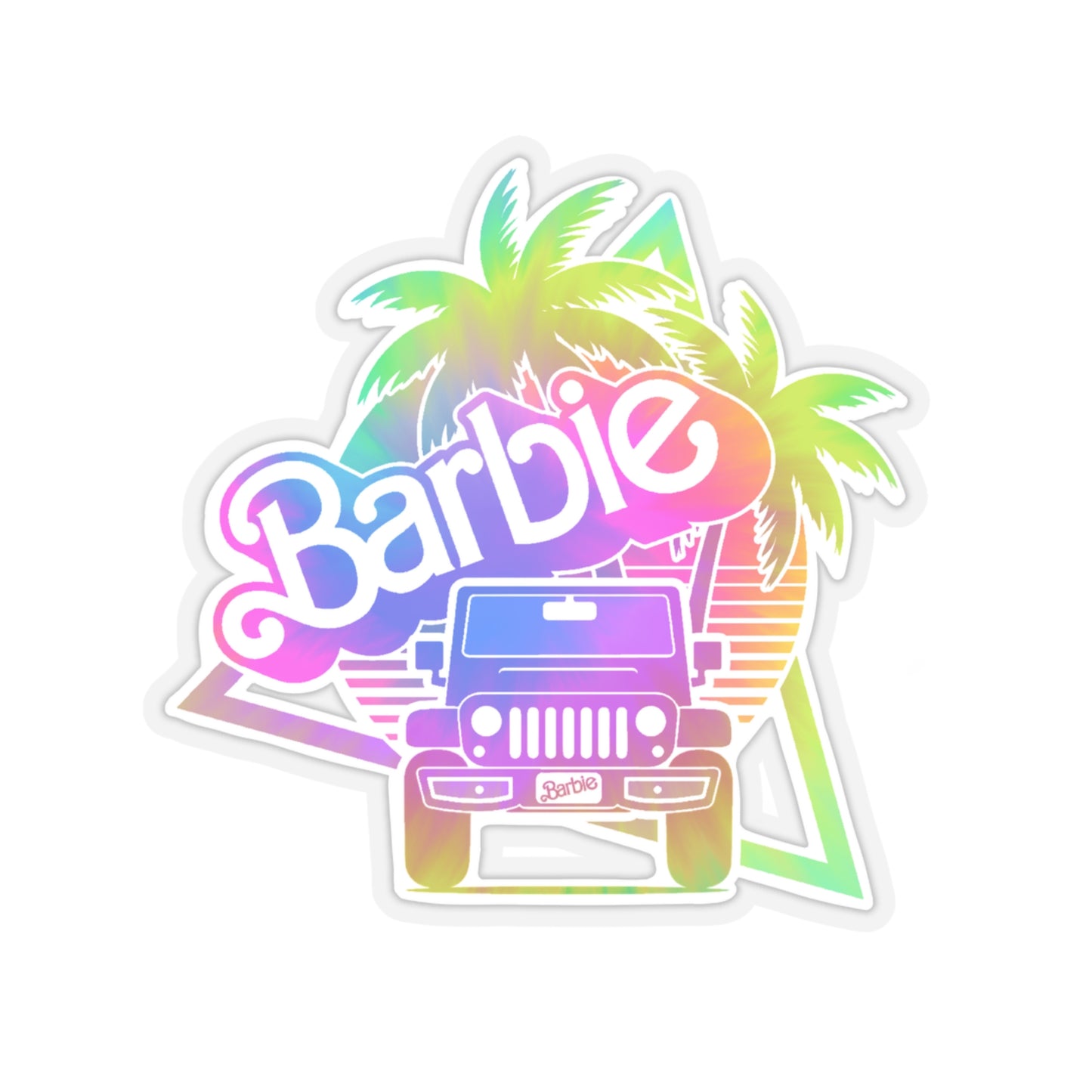 Tie Dye barbie Jeep Sticker,  2 sizes