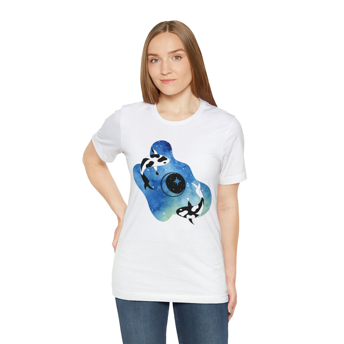 Watercolor Space Koi, Unisex Jersey Short Sleeve Tee