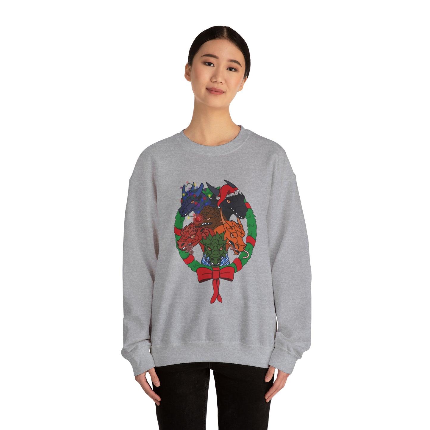 Dragon Christmas with no snow and wreath- Unisex Sweatshirt