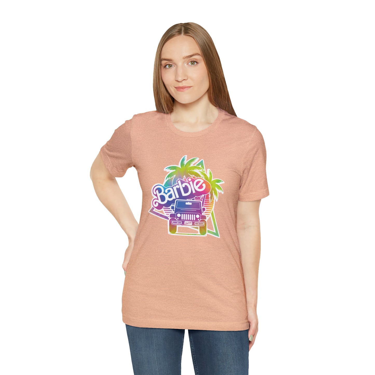 Tie dye 1, Beep Beep Barbie Jeep, Unisex Jersey Short Sleeve Tee