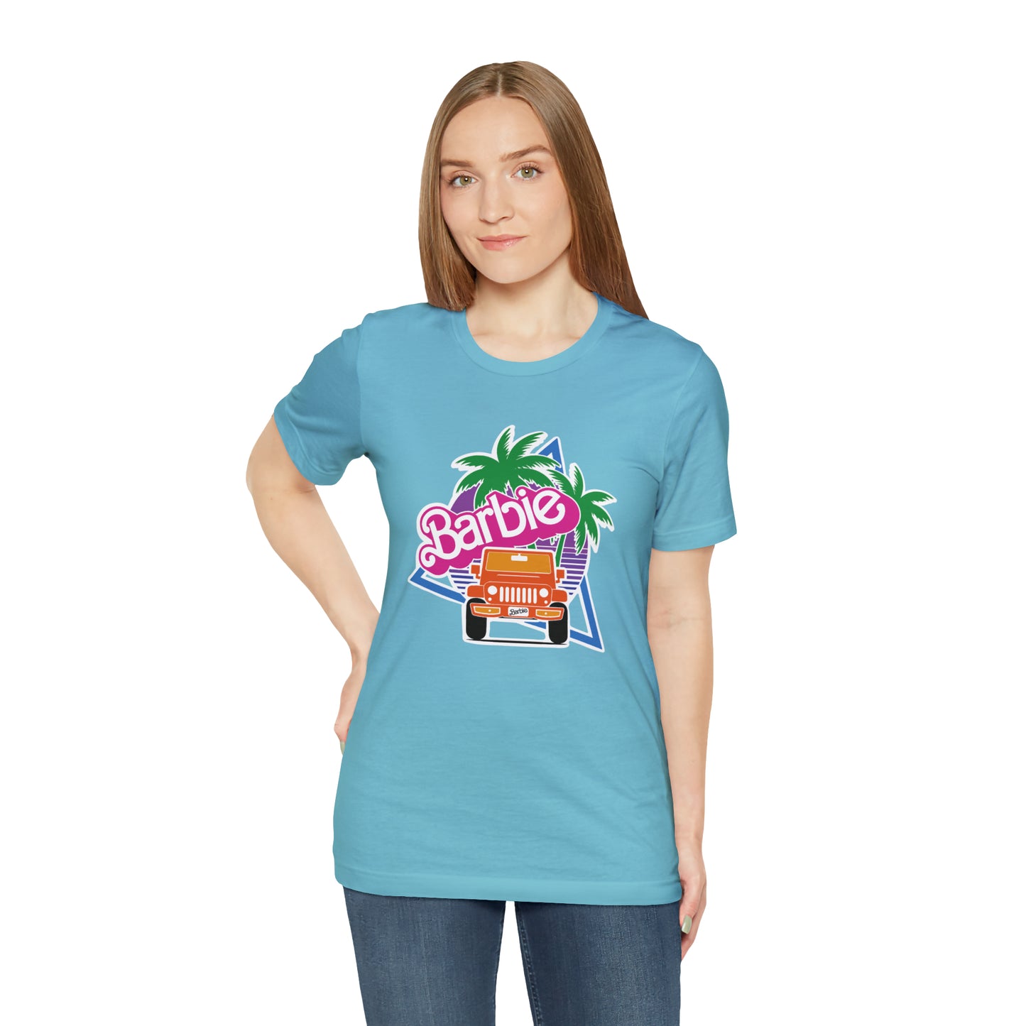 Orange, Beep Beep Barbie Jeep, Unisex Jersey Short Sleeve Tee