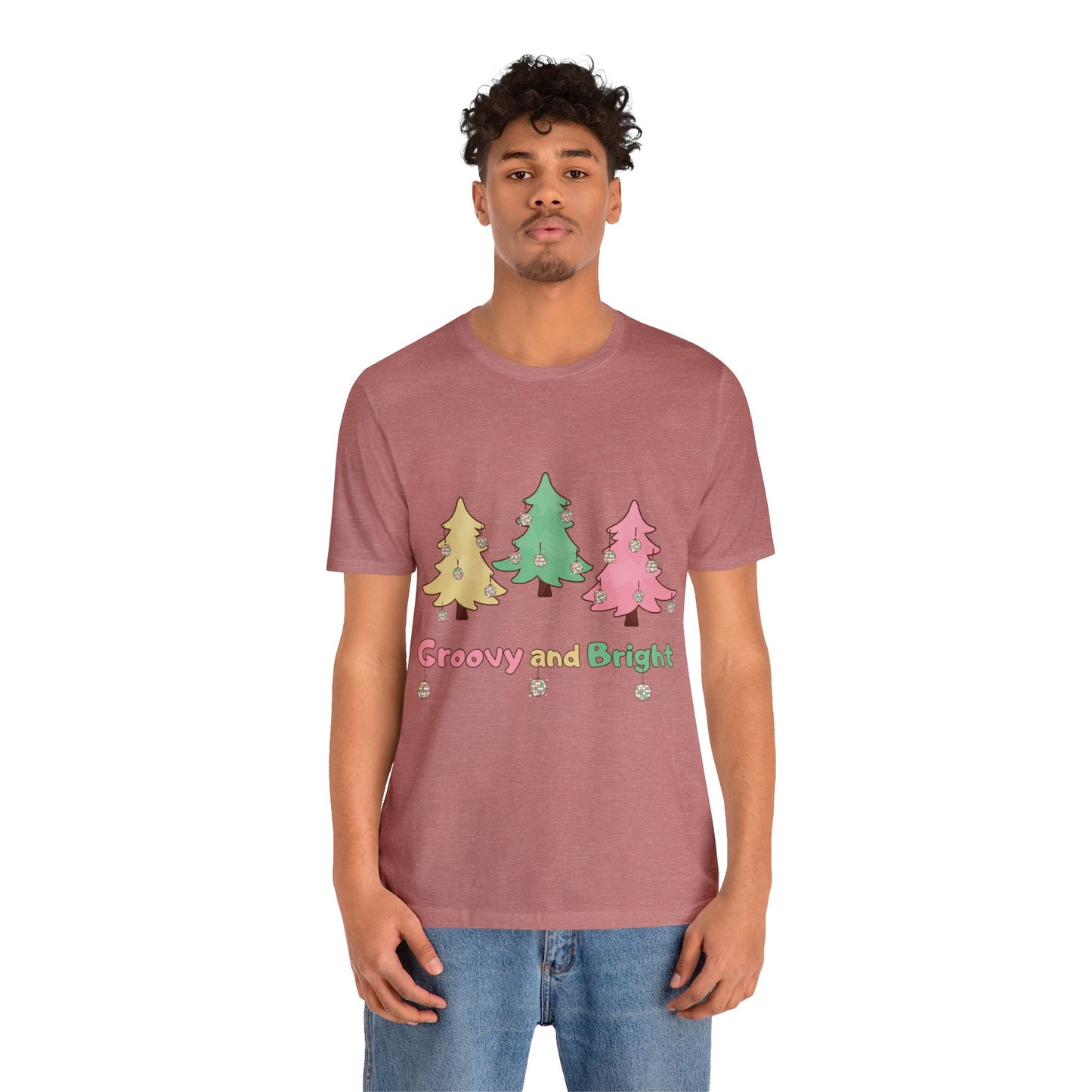 Pink Trees Farm Groovy and Bright Jingle Disco Ball on back - Unisex T-shirt