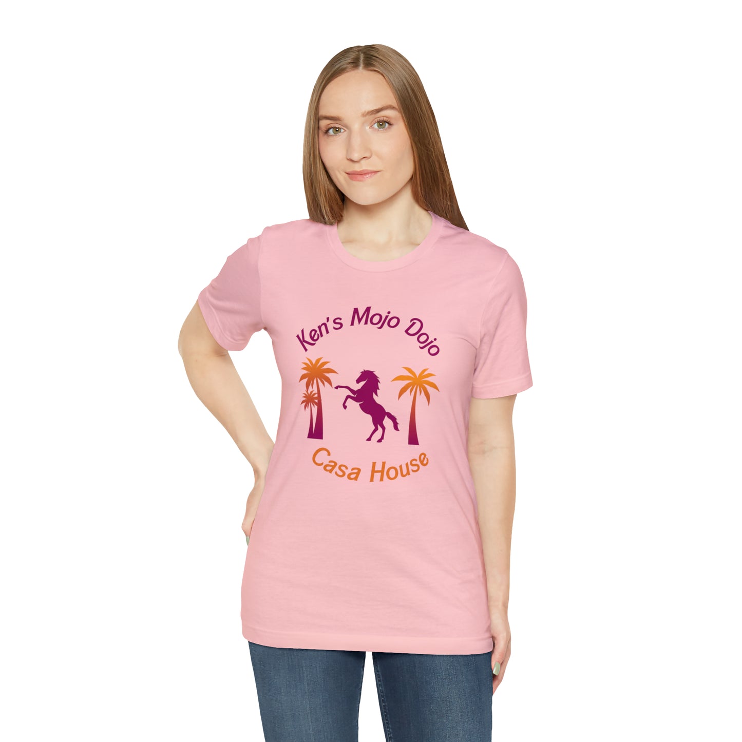 Warm Neon Palm Horse, Mojo Dojo Casa House, Unisex Jersey Short Sleeve Tee