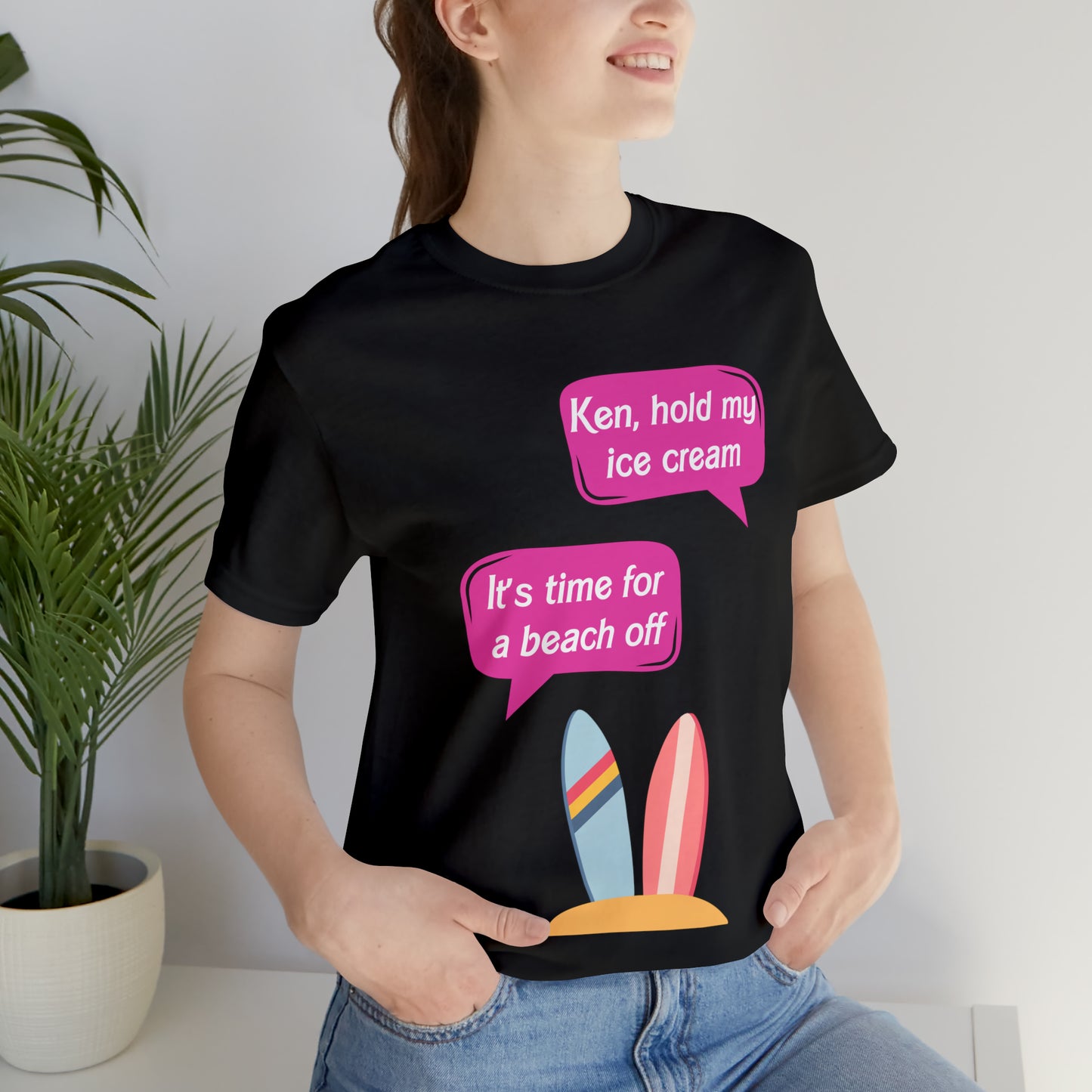 Blank back Beach off, Unisex Jersey Short Sleeve Tee