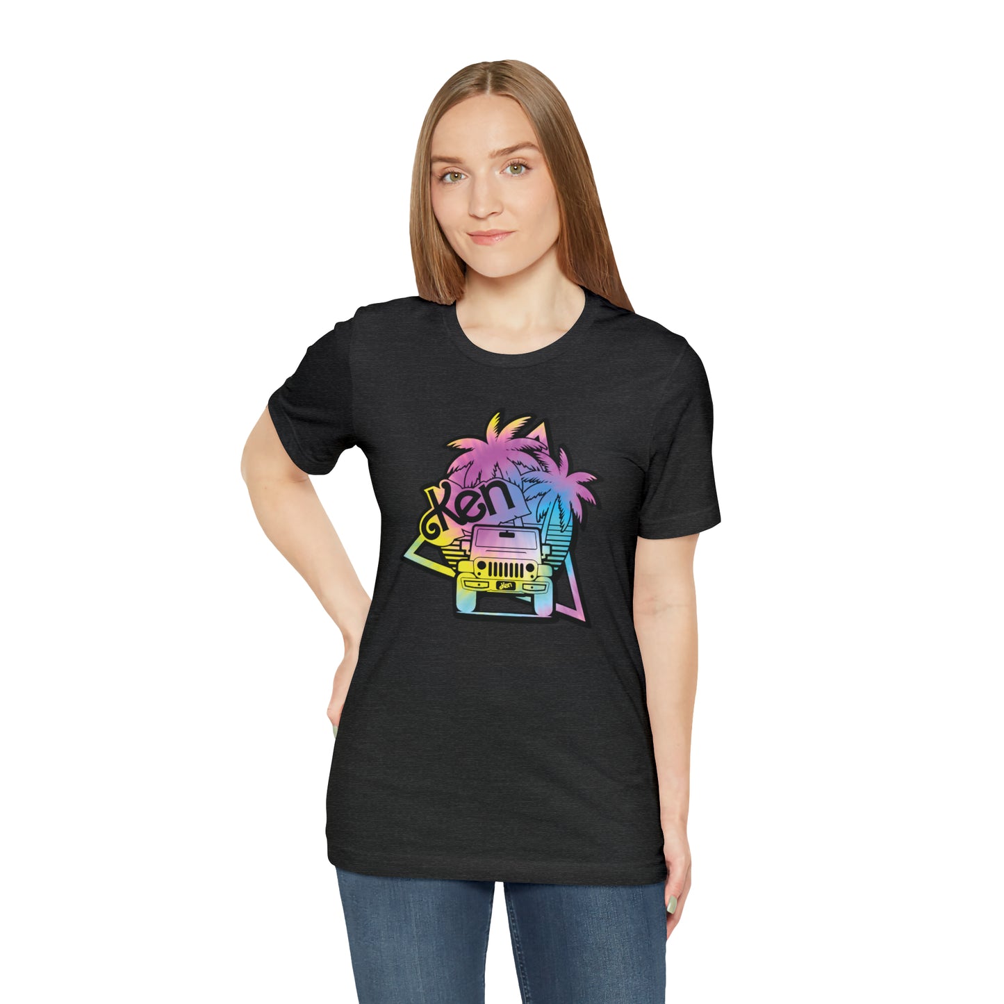black outline tie dye, Beep Beep KEN Jeep, Unisex Jersey Short Sleeve Tee