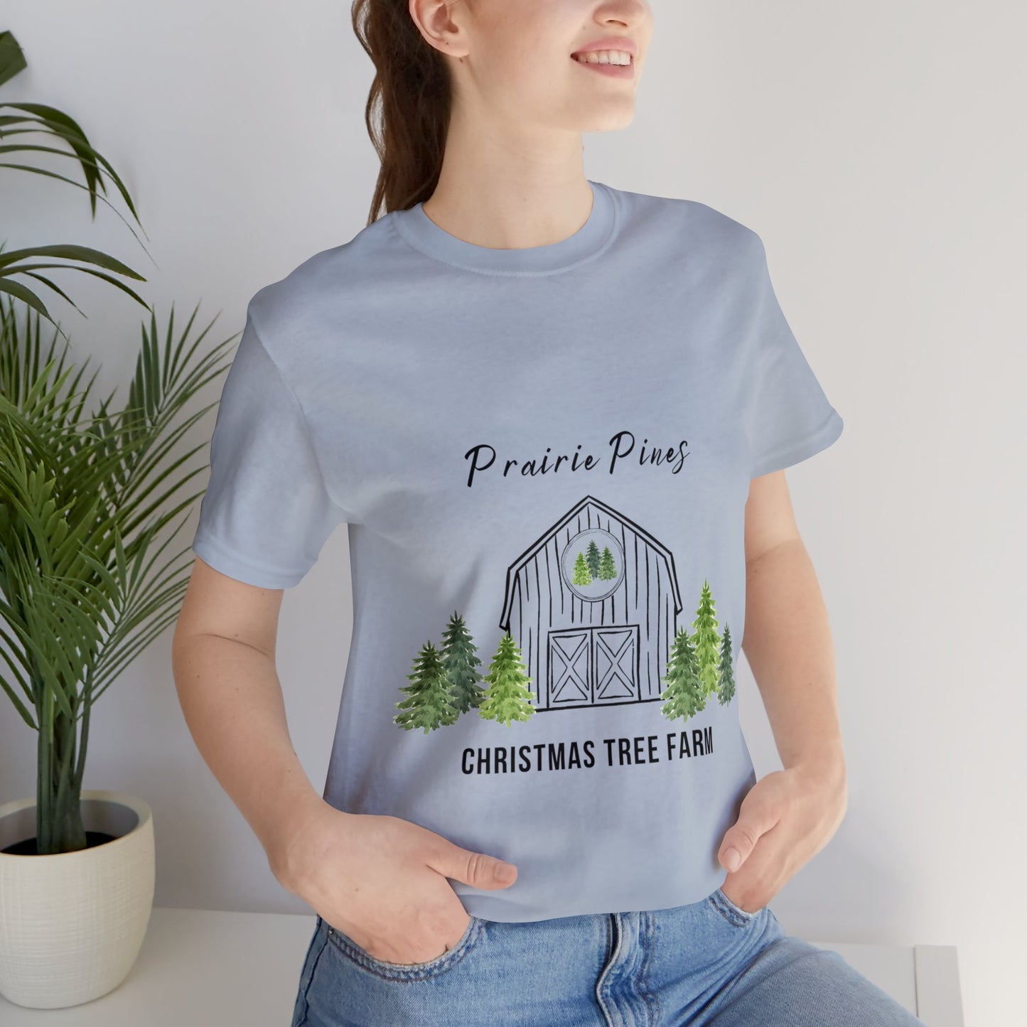 Watercolor Trees Prairie Pines Black Text - no back design - Unisex T-shirt