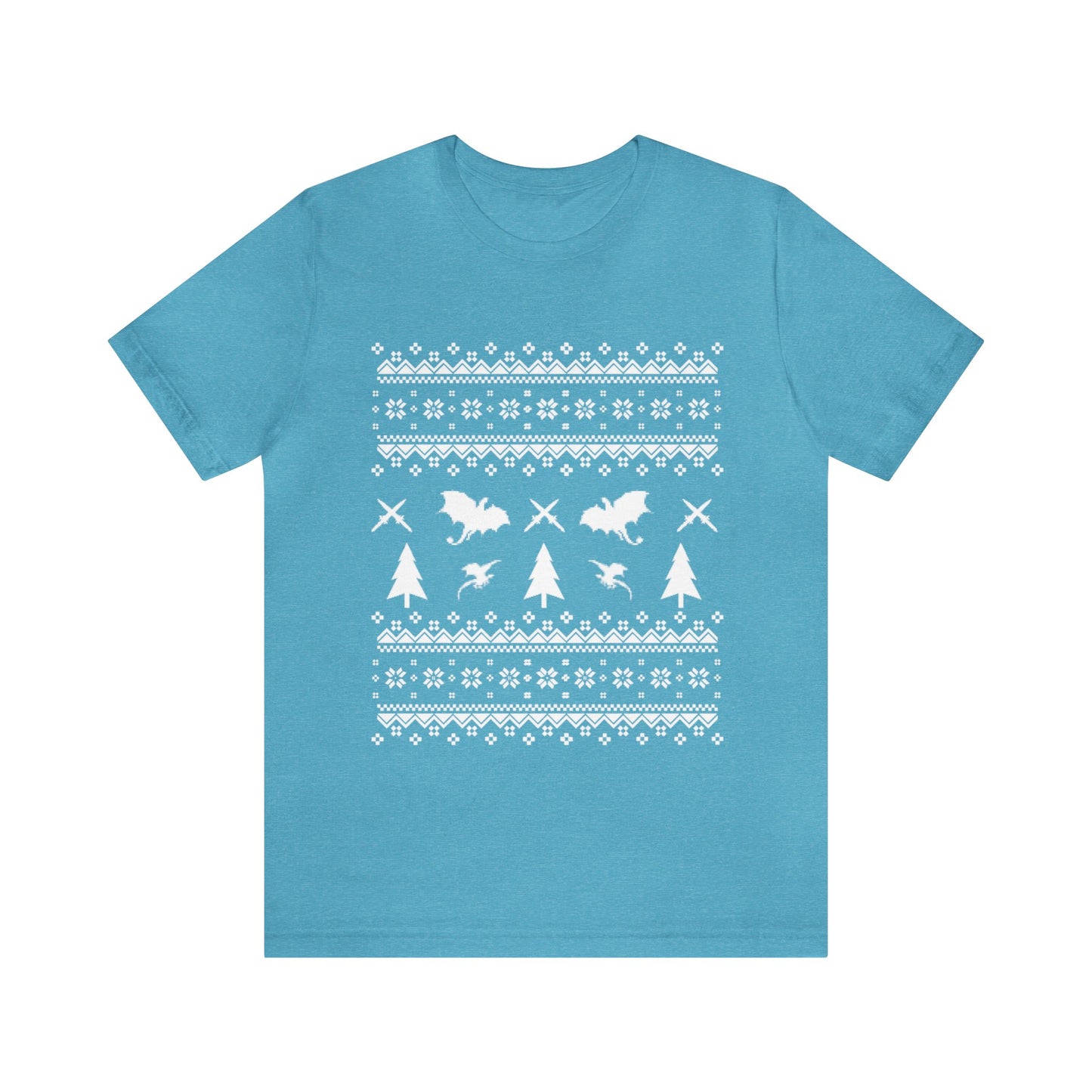 8-bit Fair Isle Dragon Christmas - Version 1 - Unisex T-shirt