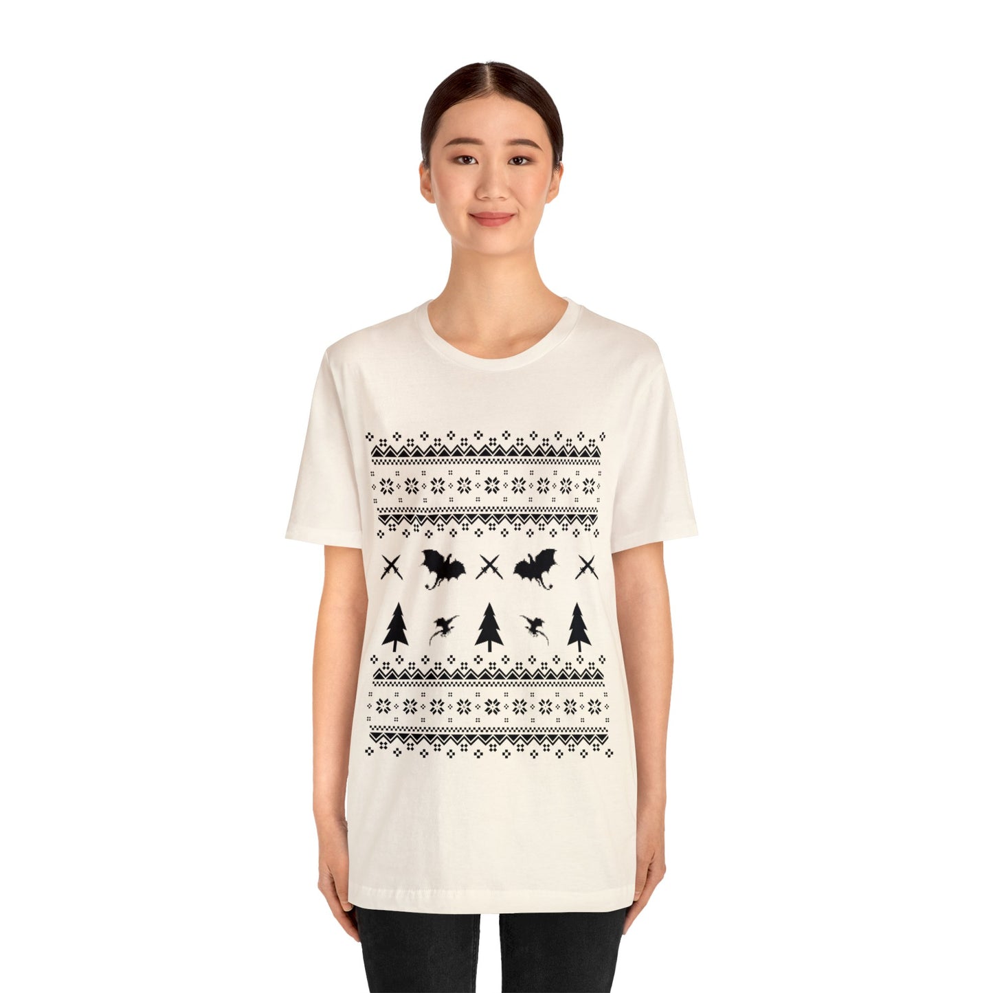 8-bit Fair Isle Dragon Christmas - Version 1 - Unisex T-shirt