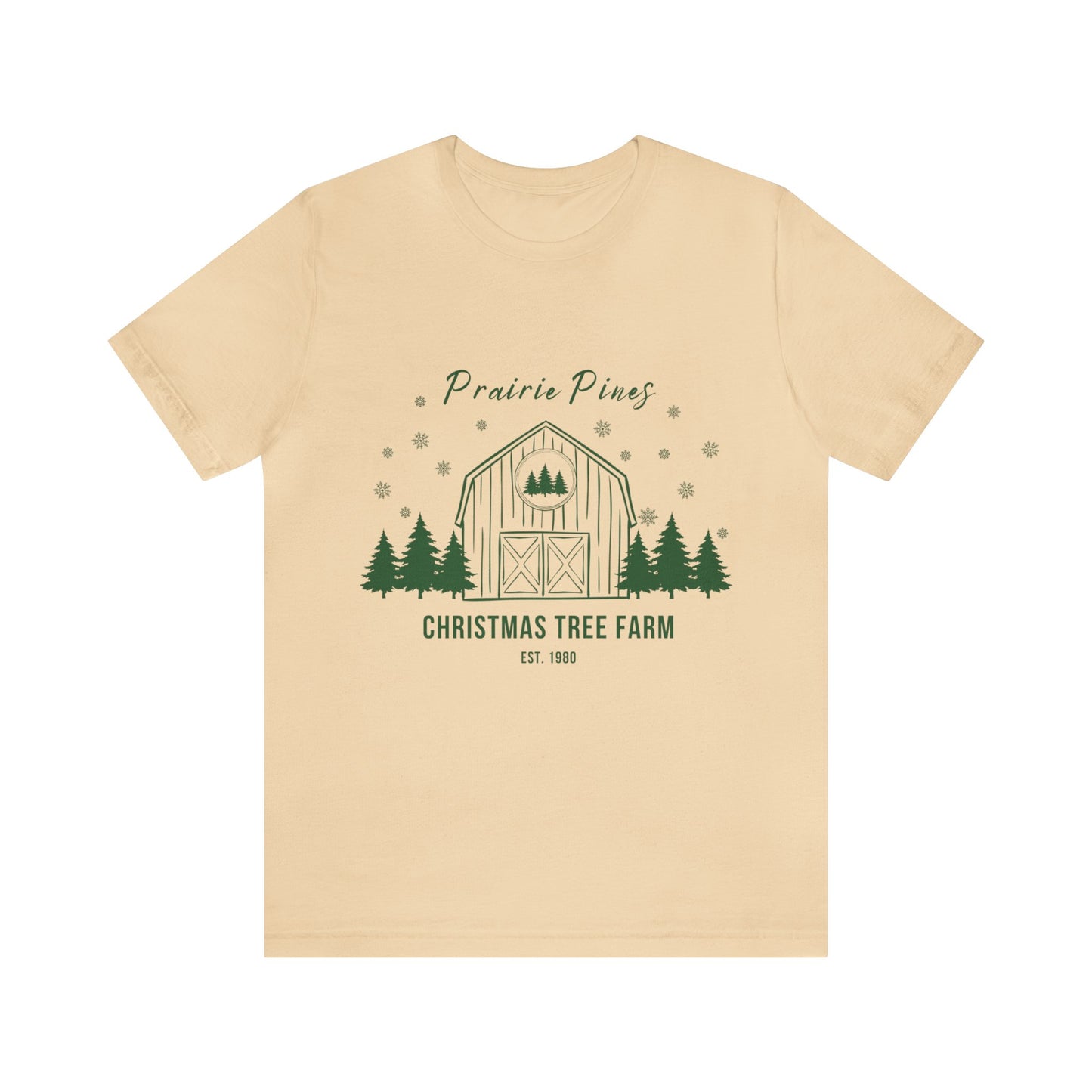 Green Text Prairie Pines with back design Thick and Sprucey Christmas Trees - Unisex T-shirt
