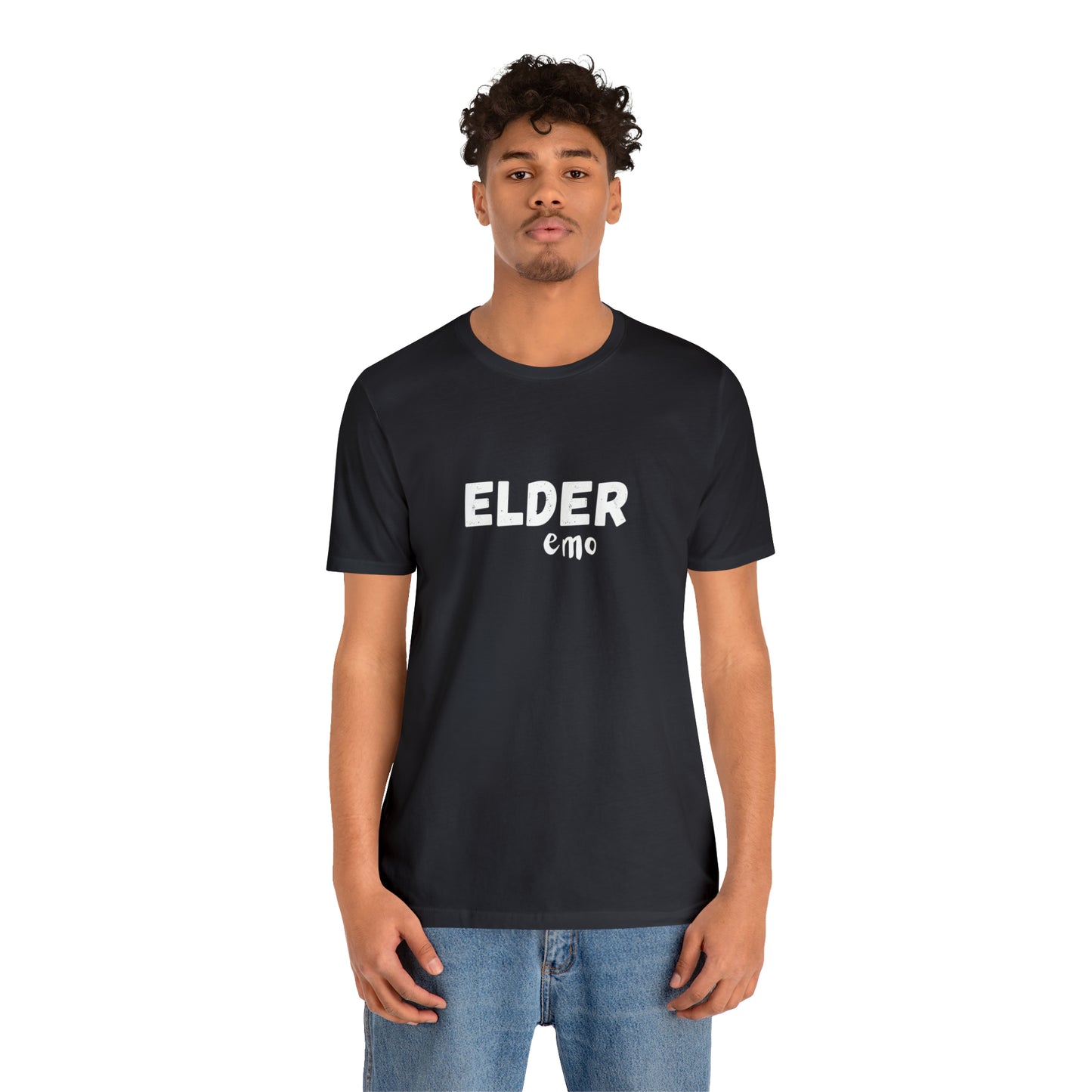No paint WHITE LETTER Elder Emo, Unisex Jersey Short Sleeve Tee