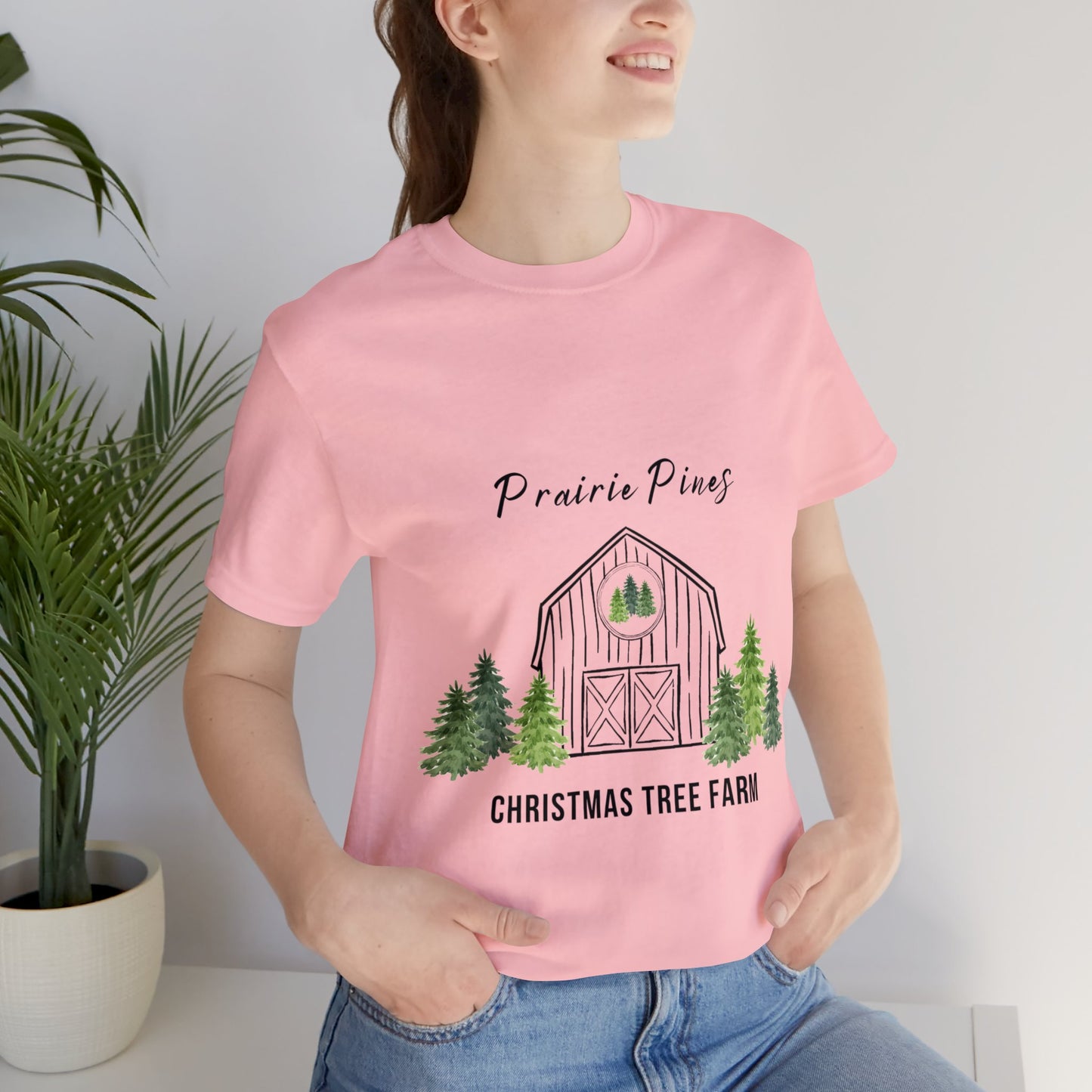 Watercolor Trees Prairie Pines Black Text - no back design - Unisex T-shirt