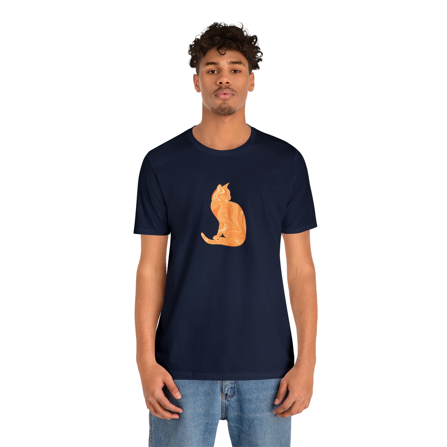 Orange Marble Cat, Unisex Jersey Short Sleeve Tee