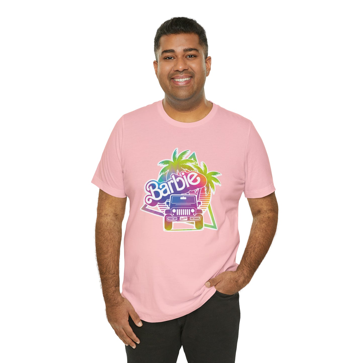 Tie dye 1, Beep Beep Barbie Jeep, Unisex Jersey Short Sleeve Tee