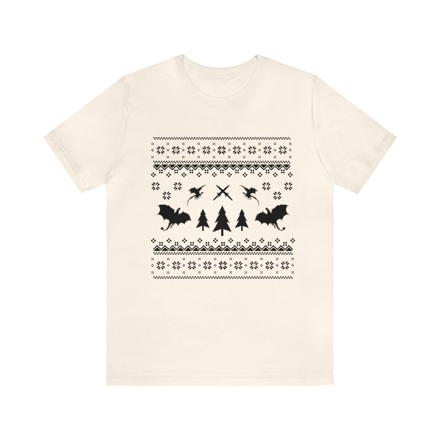 8-bit Fair Isle Dragon Christmas - Version 3 - Unisex T-shirt