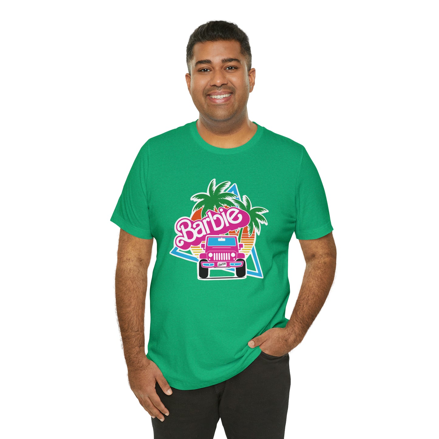 Signature Pink Barbie, Beep Beep Barbie Jeep, Unisex Jersey Short Sleeve Tee