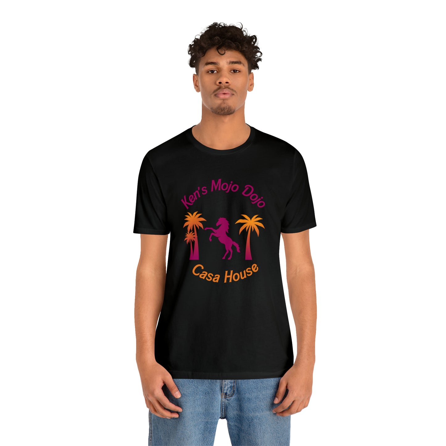 Warm Neon Palm Horse, Mojo Dojo Casa House, Unisex Jersey Short Sleeve Tee