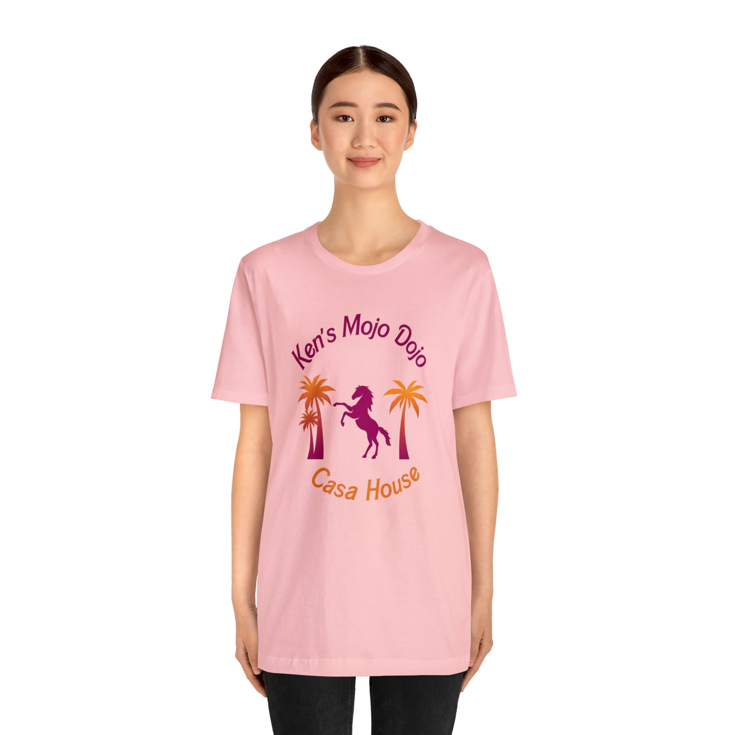 Warm Neon Palm Horse, Mojo Dojo Casa House, Unisex Jersey Short Sleeve Tee