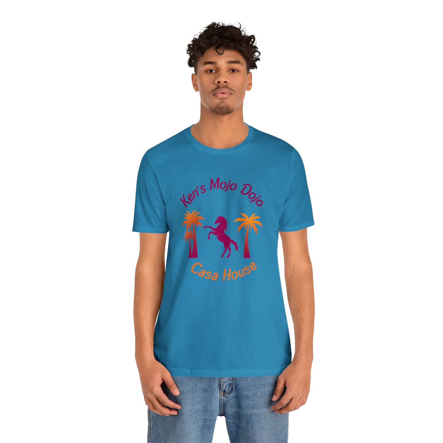 Warm Neon Palm Horse, Mojo Dojo Casa House, Unisex Jersey Short Sleeve Tee