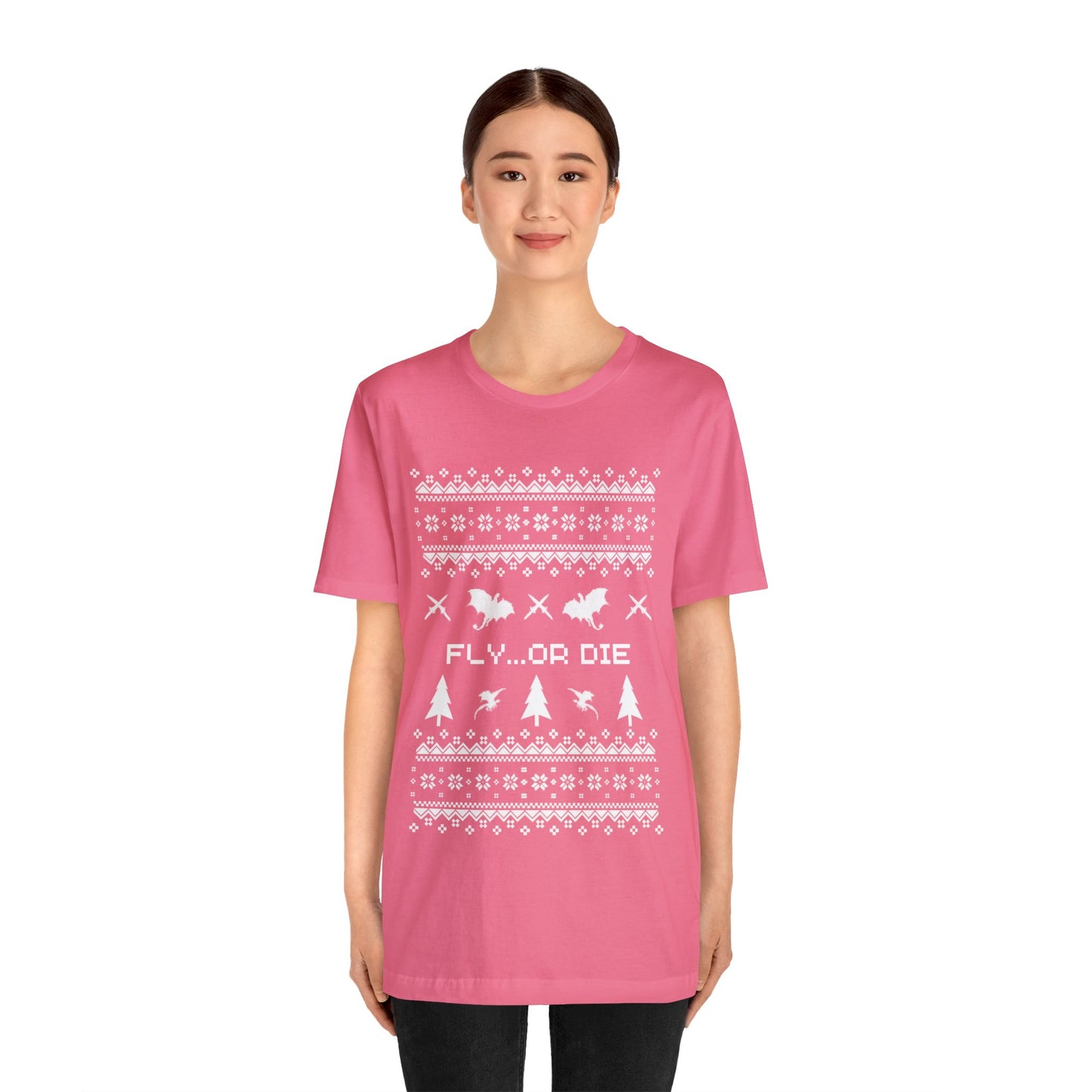 8-bit Fair Isle Dragon Christmas - Version 2 - Unisex T-shirt