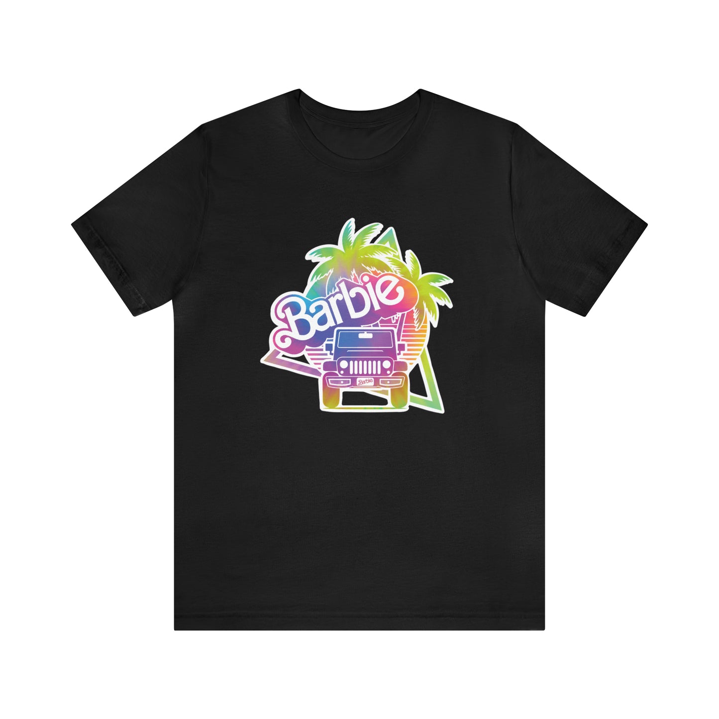 Tie dye 1, Beep Beep Barbie Jeep, Unisex Jersey Short Sleeve Tee