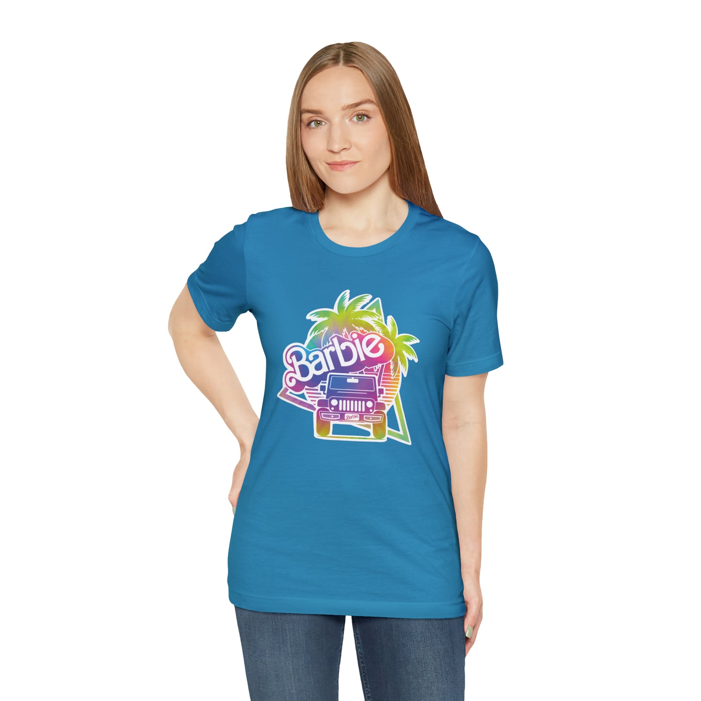 Tie dye 1, Beep Beep Barbie Jeep, Unisex Jersey Short Sleeve Tee