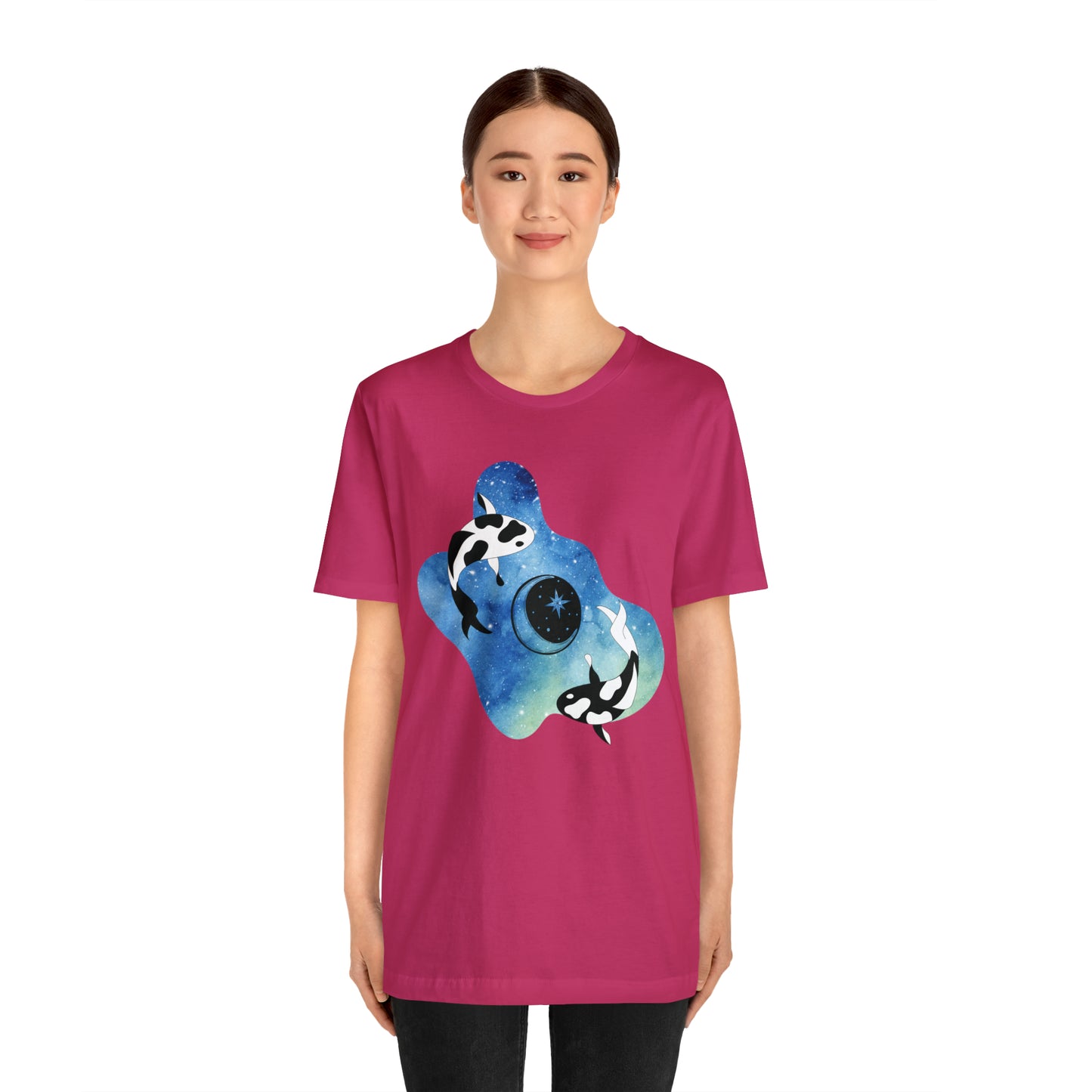 Watercolor Space Koi, Unisex Jersey Short Sleeve Tee