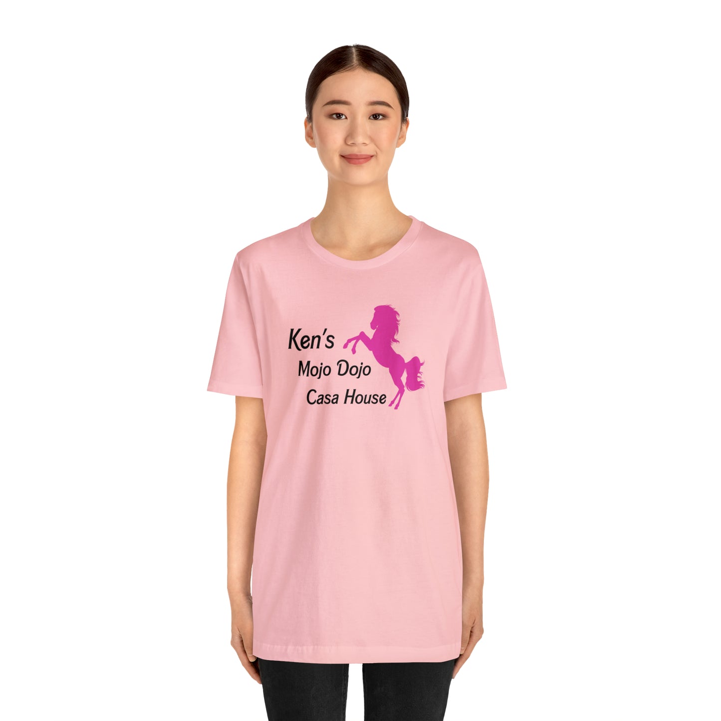 Pink Silhouette Horse, Mojo Dojo Casa House, Unisex Jersey Short Sleeve Tee