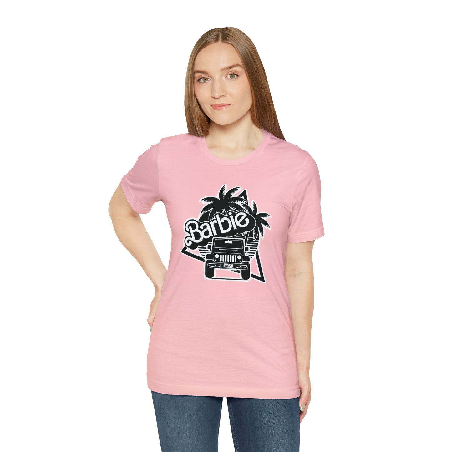 Black and White, Beep Beep Barbie Jeep, Unisex Jersey Short Sleeve Tee