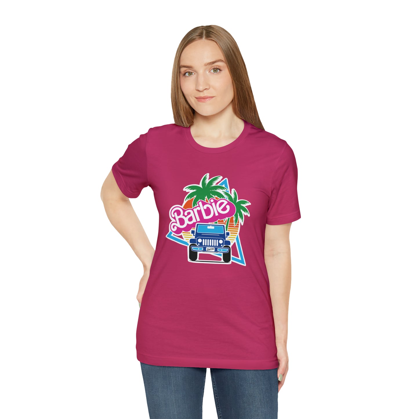 Blue jeep, Beep Beep Barbie Jeep, Unisex Jersey Short Sleeve Tee